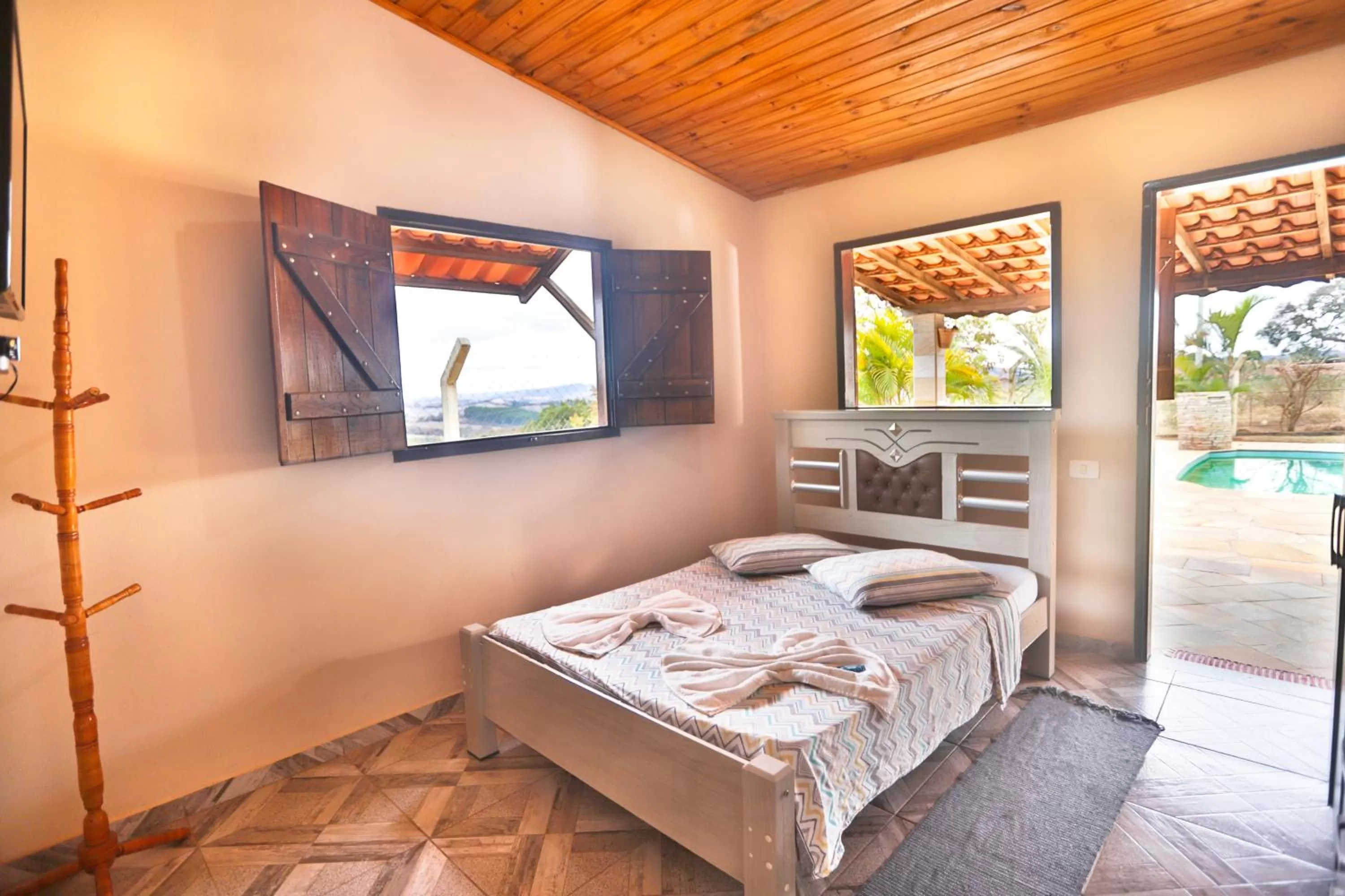 Bed in Pousada e Chales Por do Sol