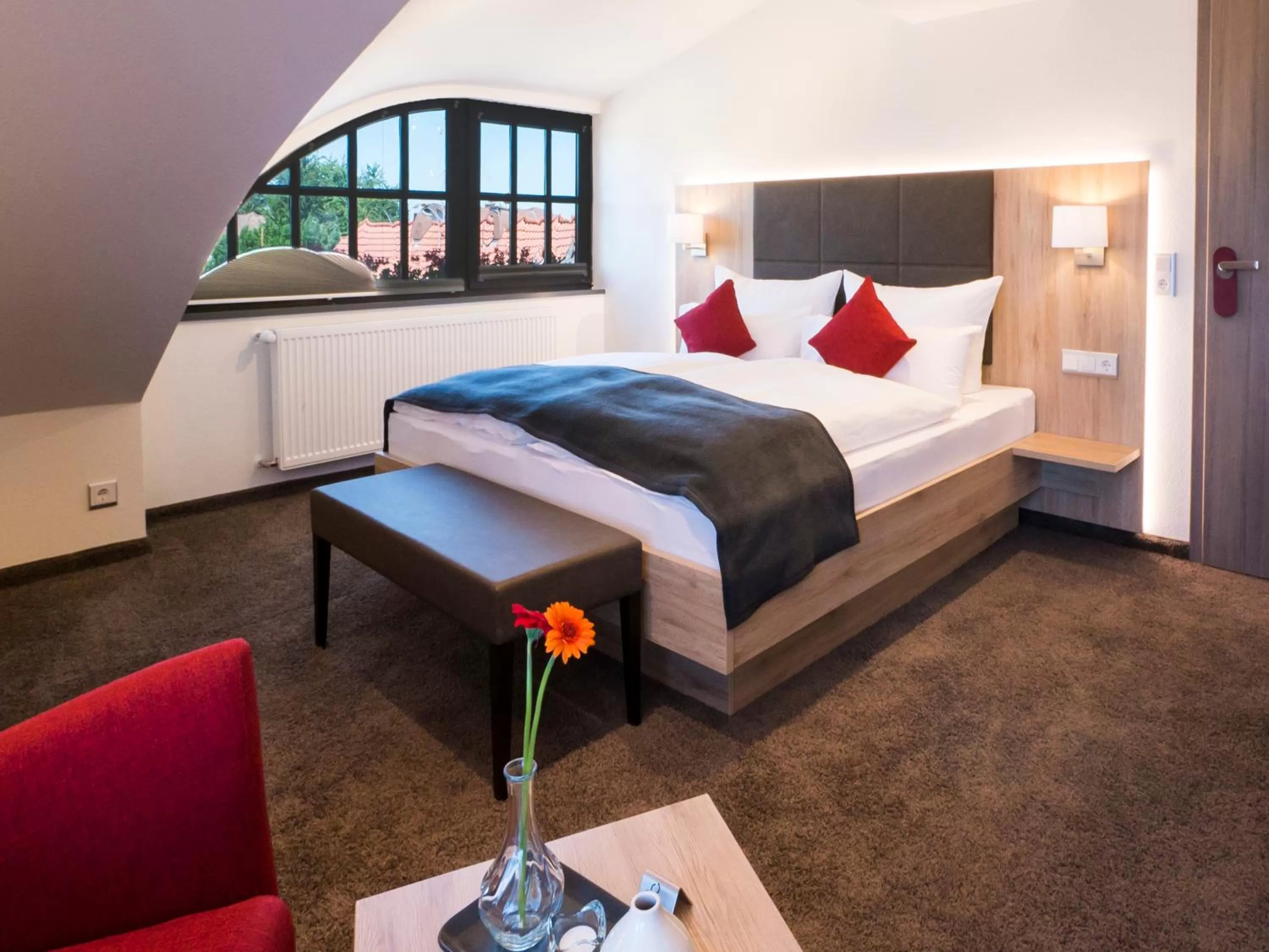 Bed in Hotel Restaurant Schiff