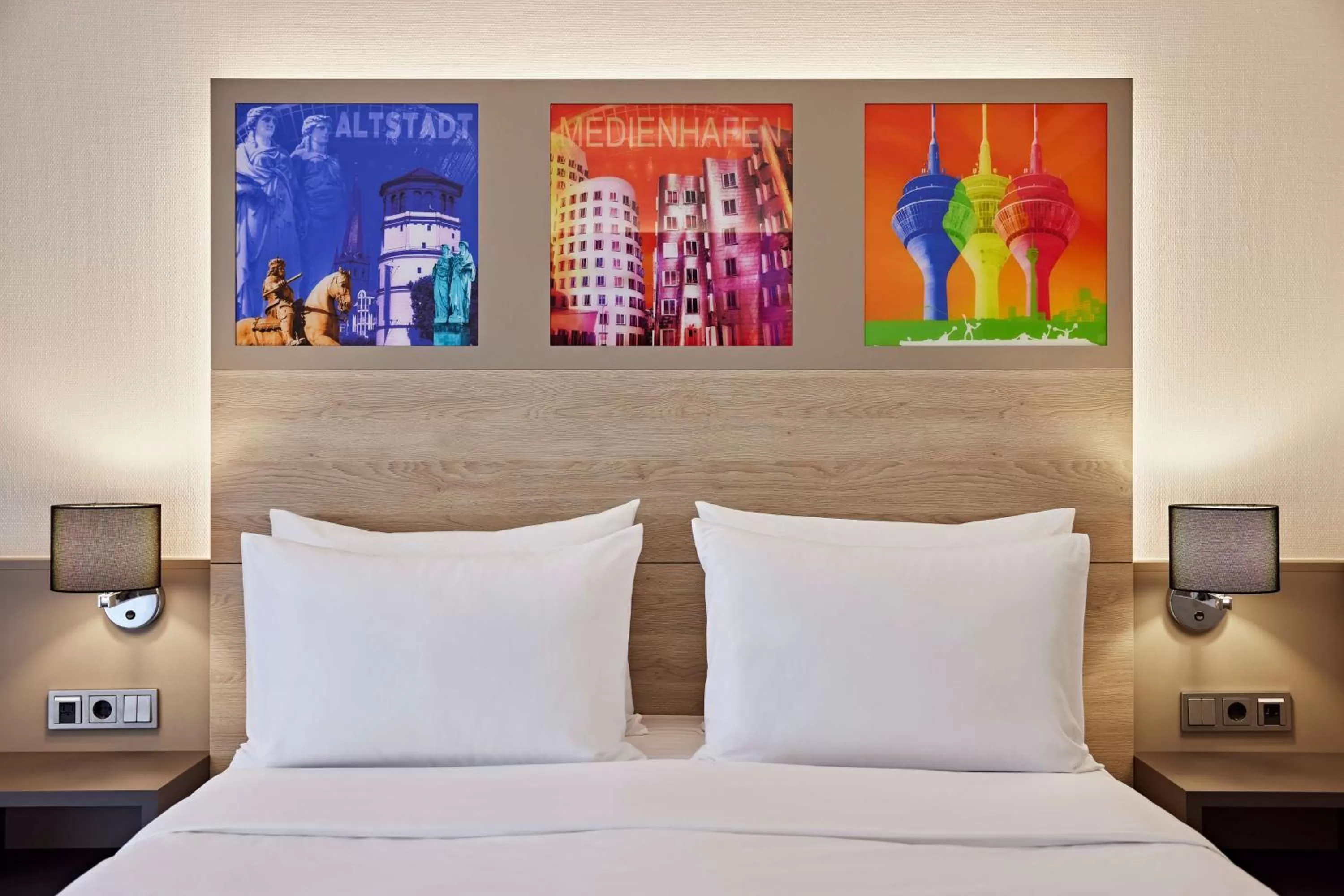 Bedroom, Bed in Lindner Hotel Dusseldorf Airport, part of JdV by Hyatt