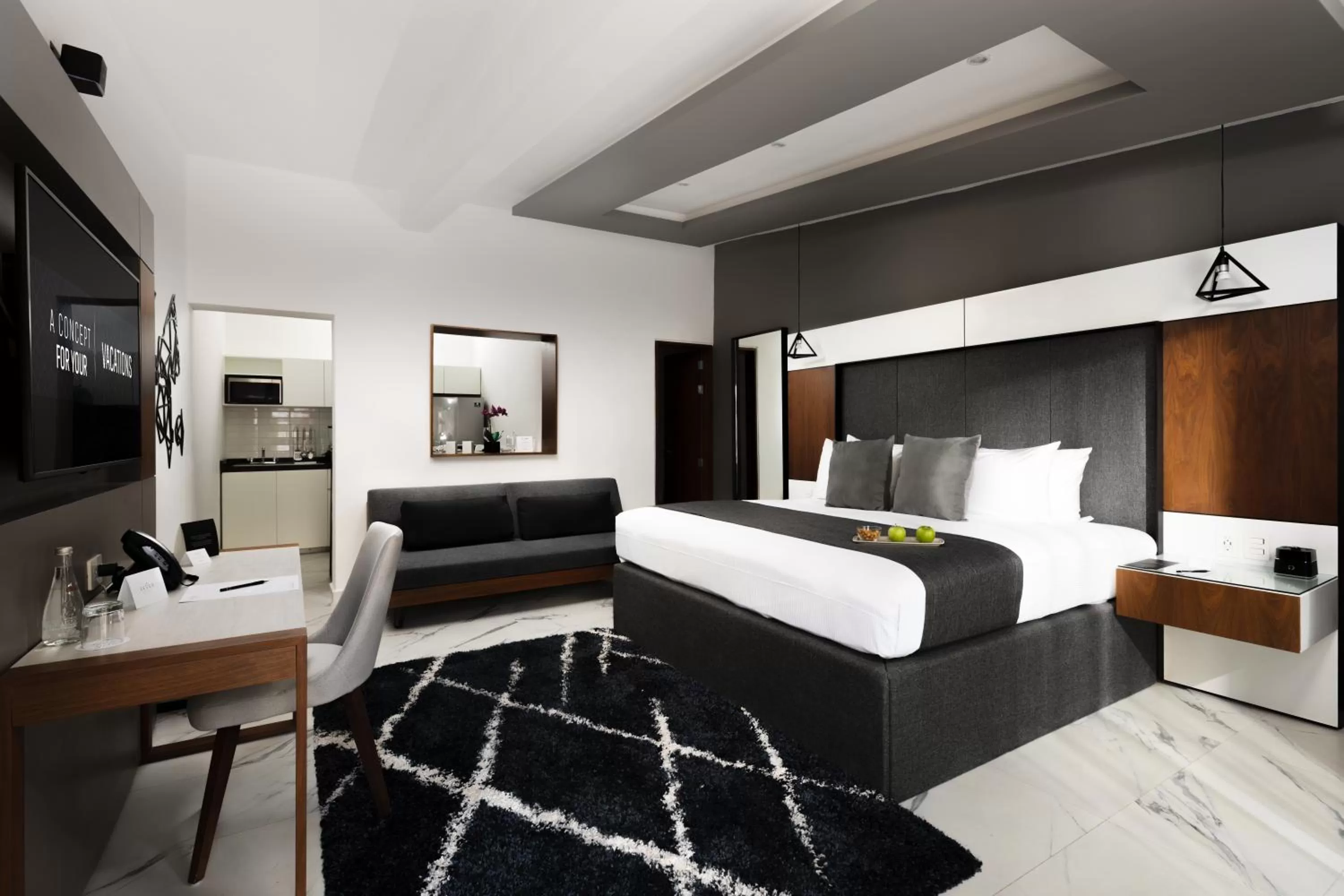 Bed in Seven Boutique Apartments Cancún