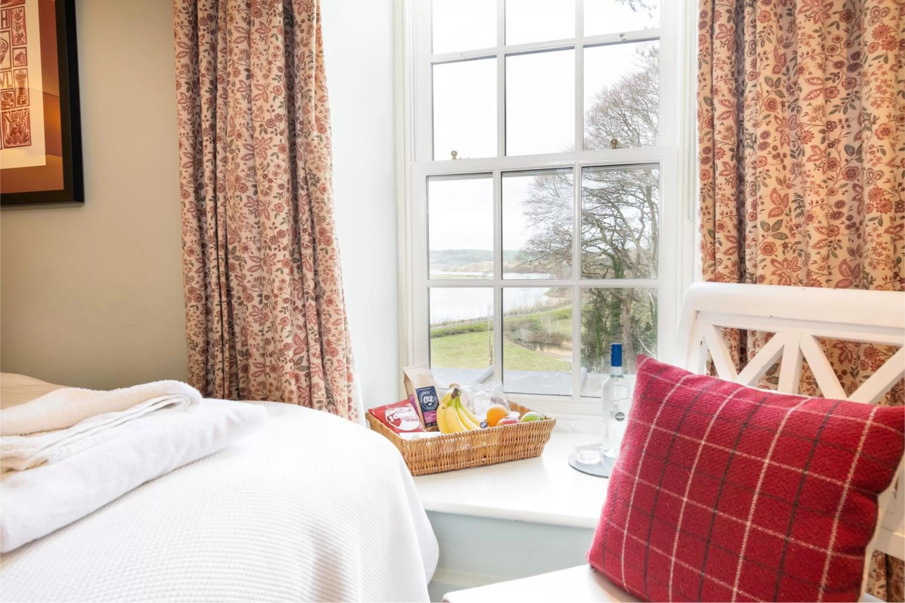 Bed in The Farmhouse at Bodnant Welsh Food