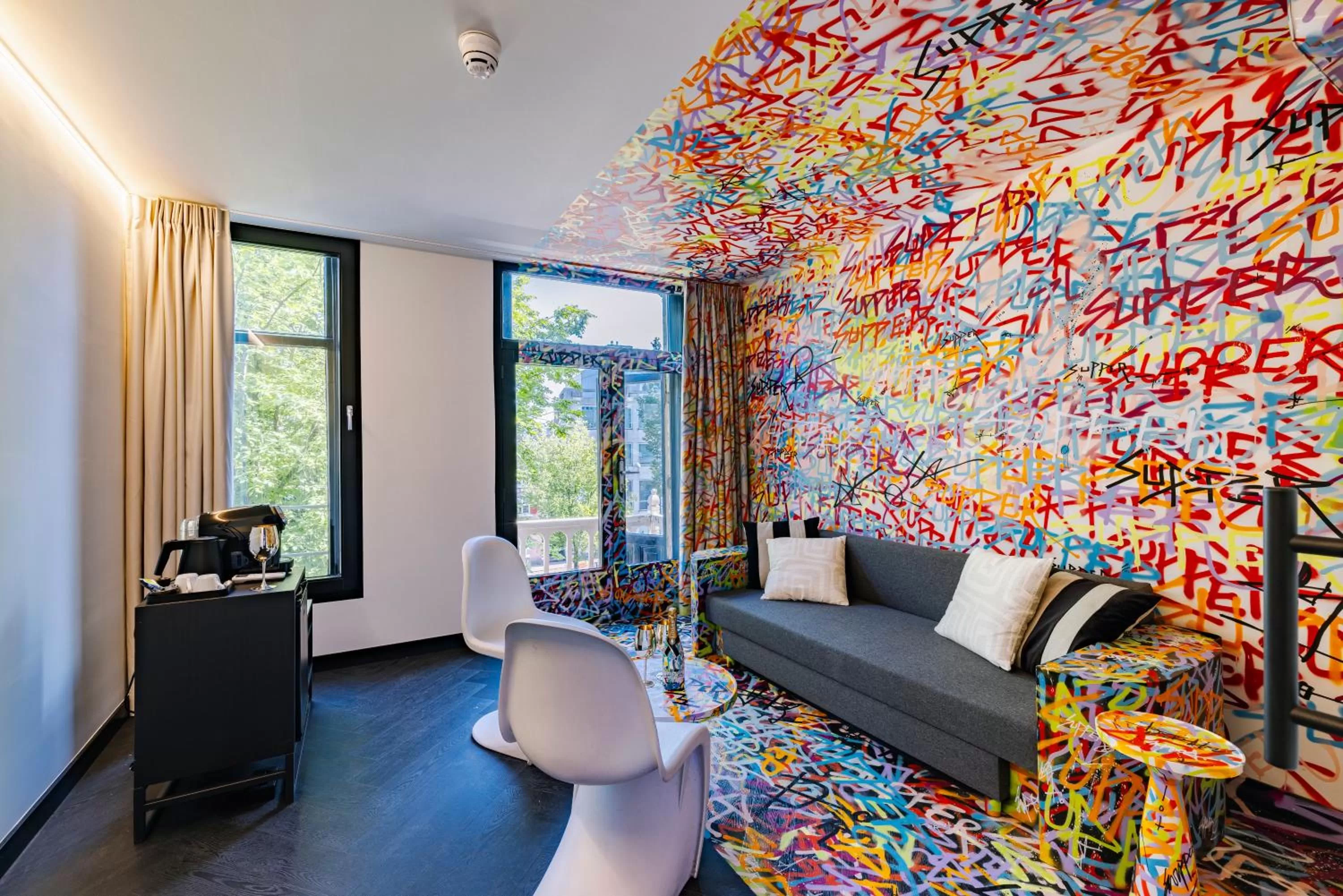 Seating area in SUPPER Hotel