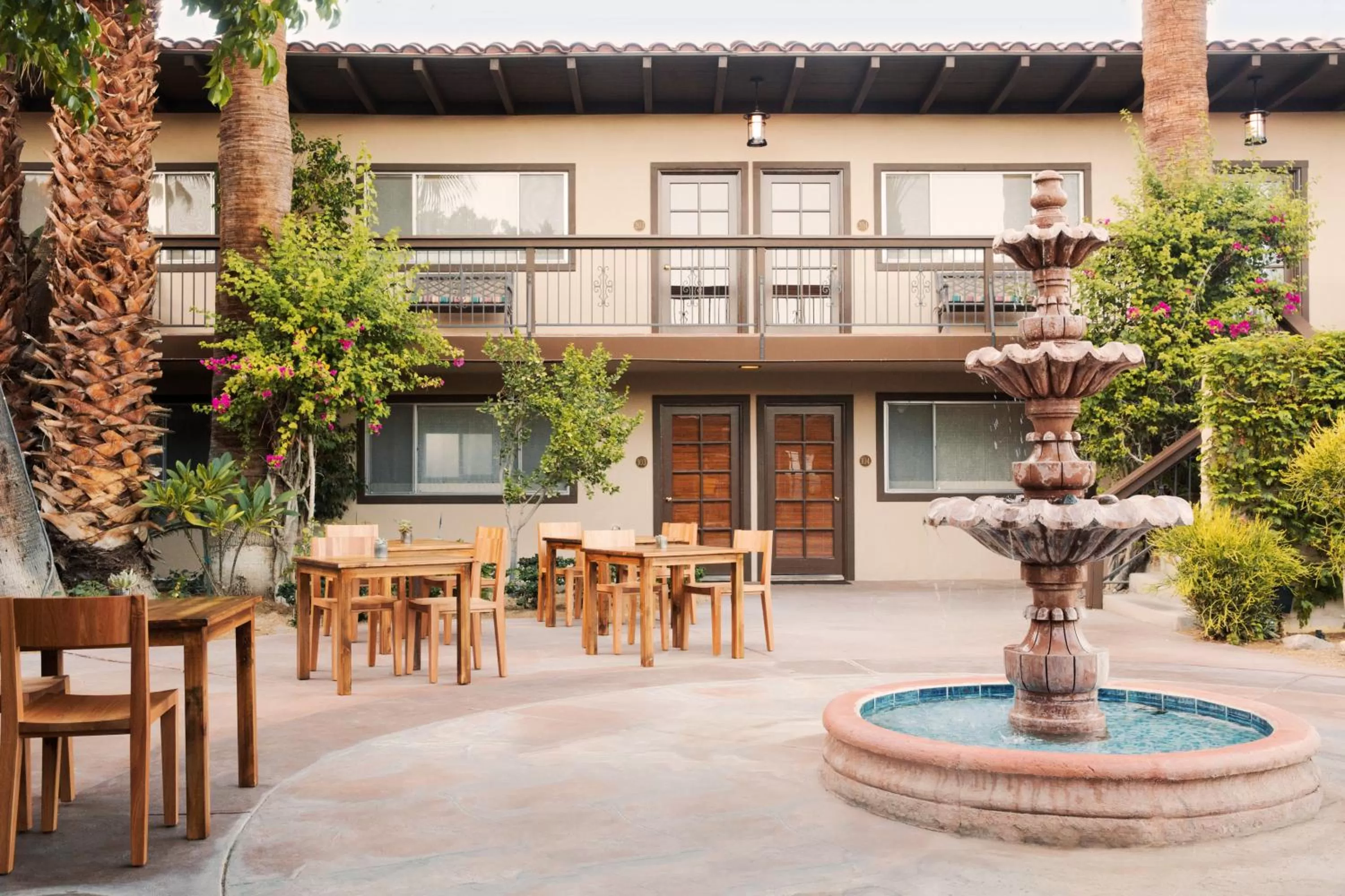 Patio in Santiago Resort - Palm Springs Premier Gay Men’s Resort