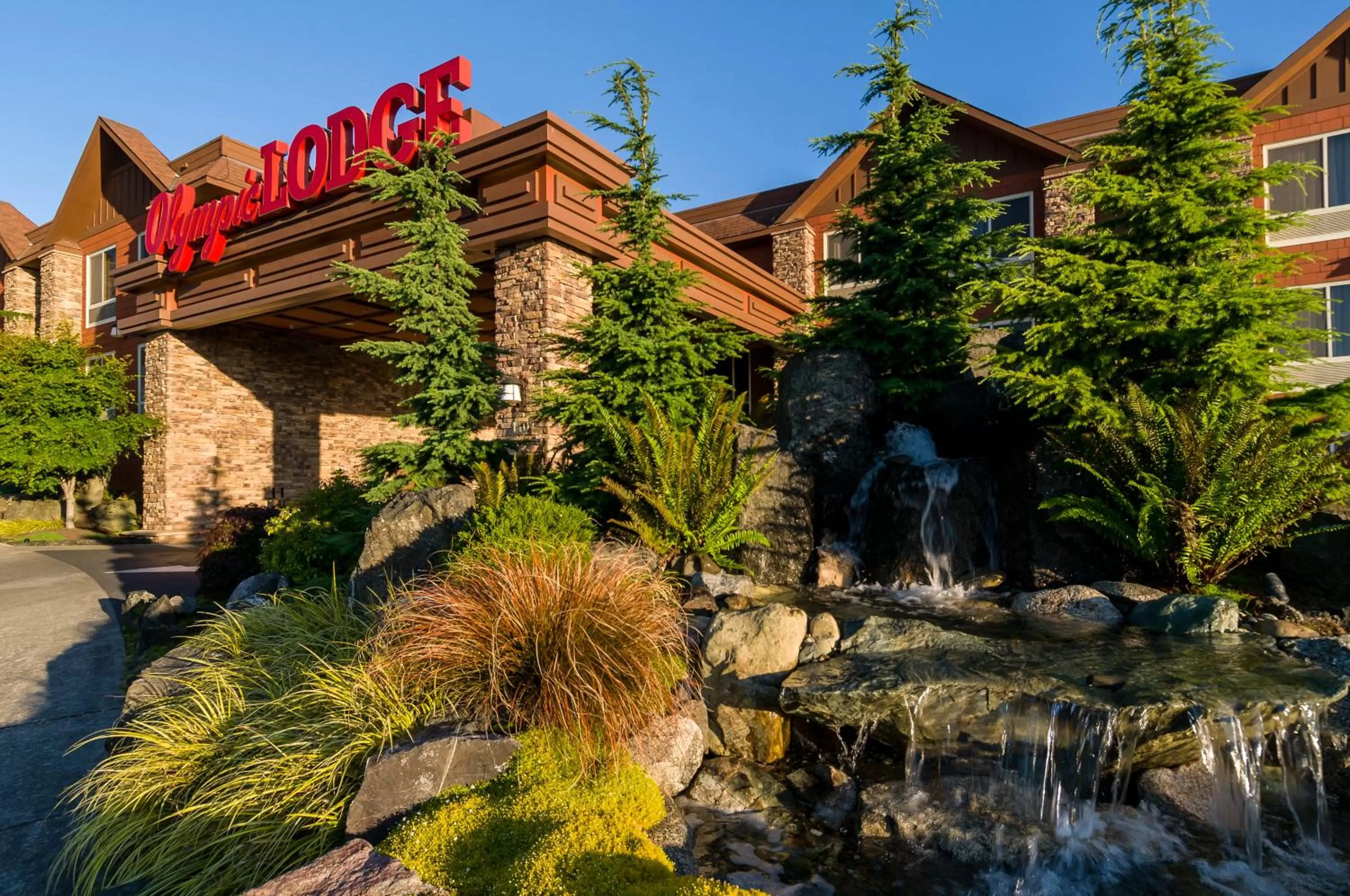 Facade/entrance in Olympic Lodge by Ayres