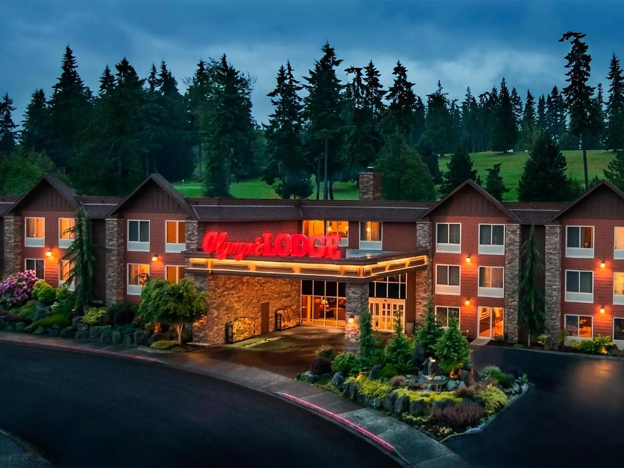 Facade/entrance in Olympic Lodge by Ayres