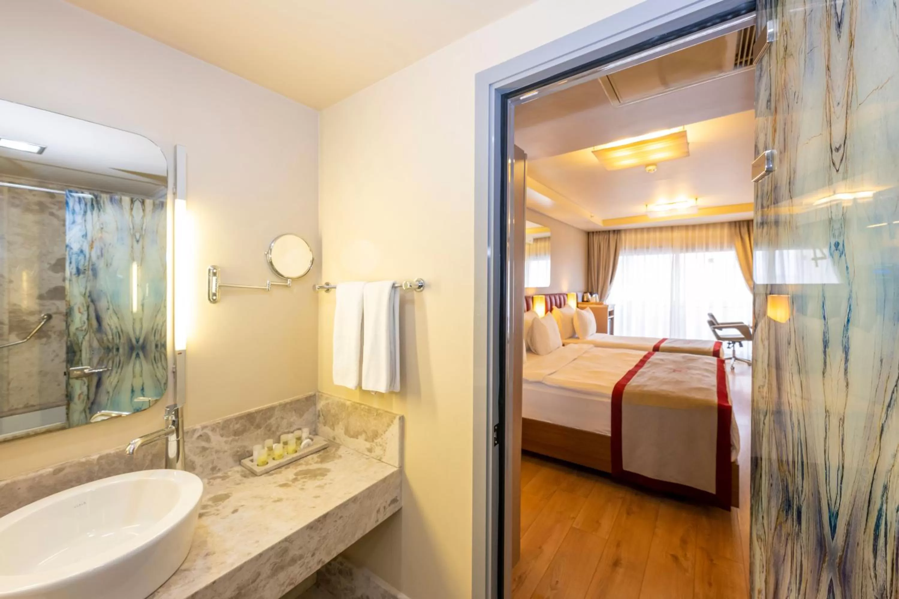 Bathroom, Bed in Ramada By Wyndham Istanbul Pera Taksim