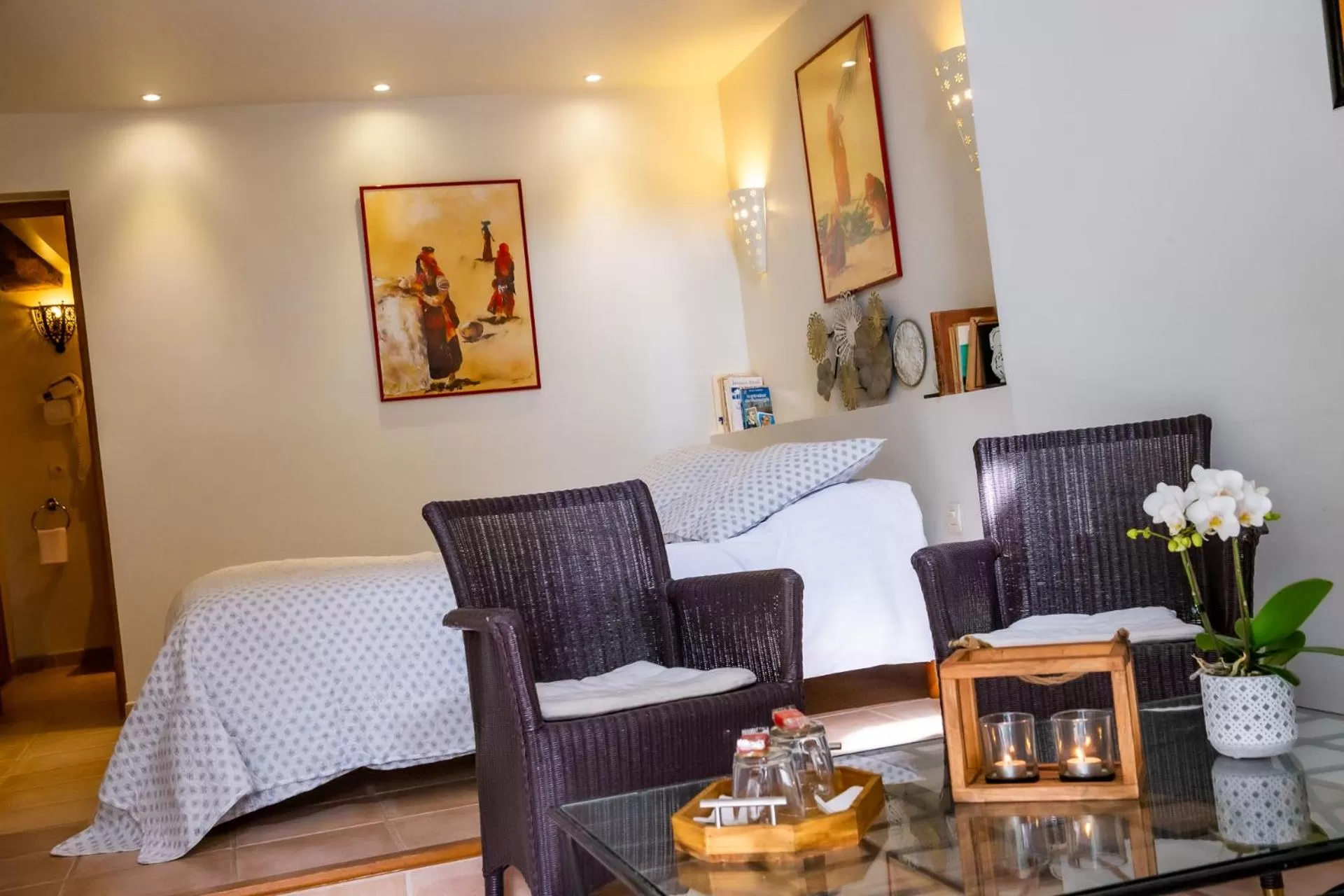 Bed in La Ferme de l'Oudon & SPA