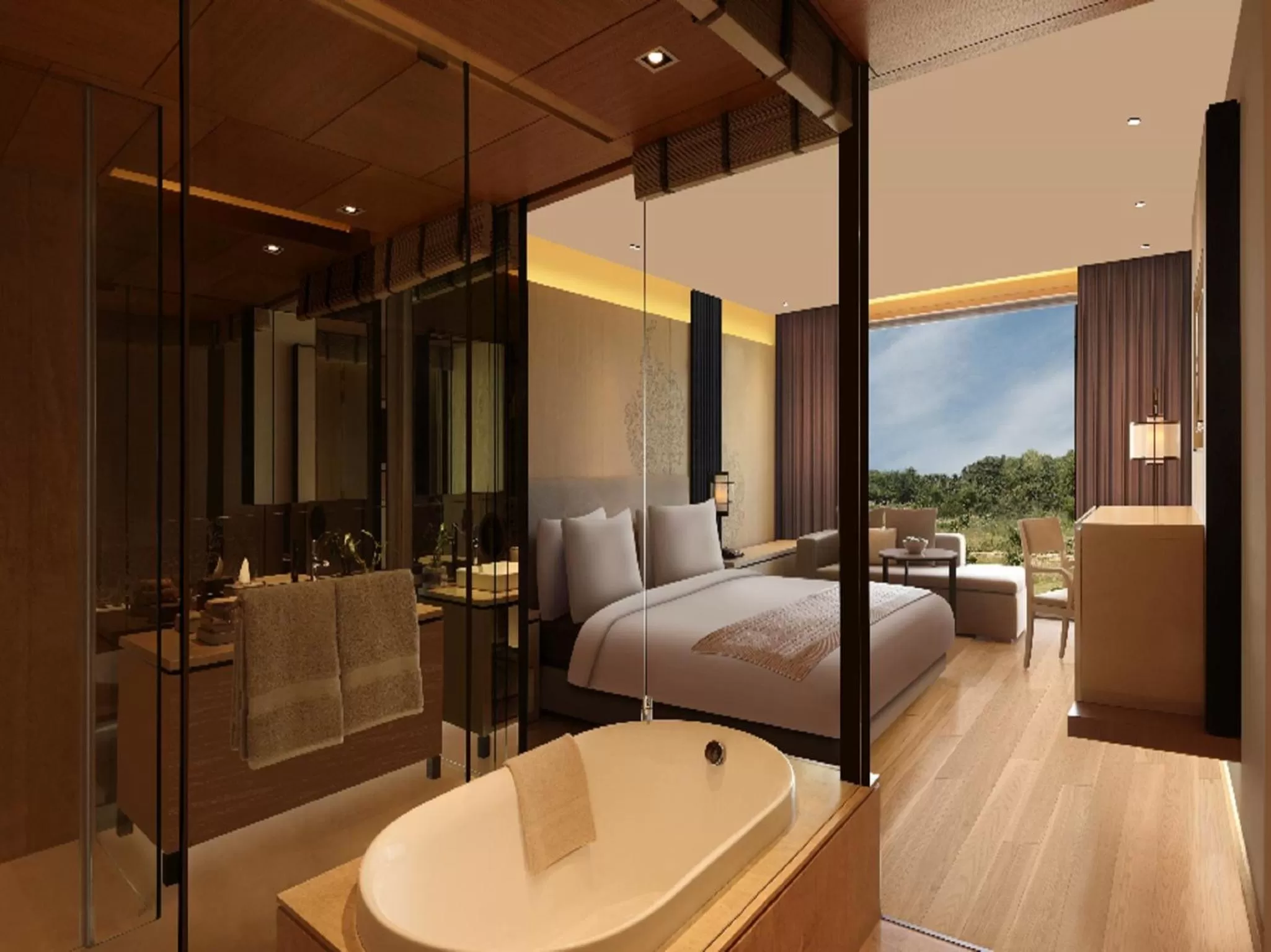 Bedroom, Bed in Roseate House New Delhi