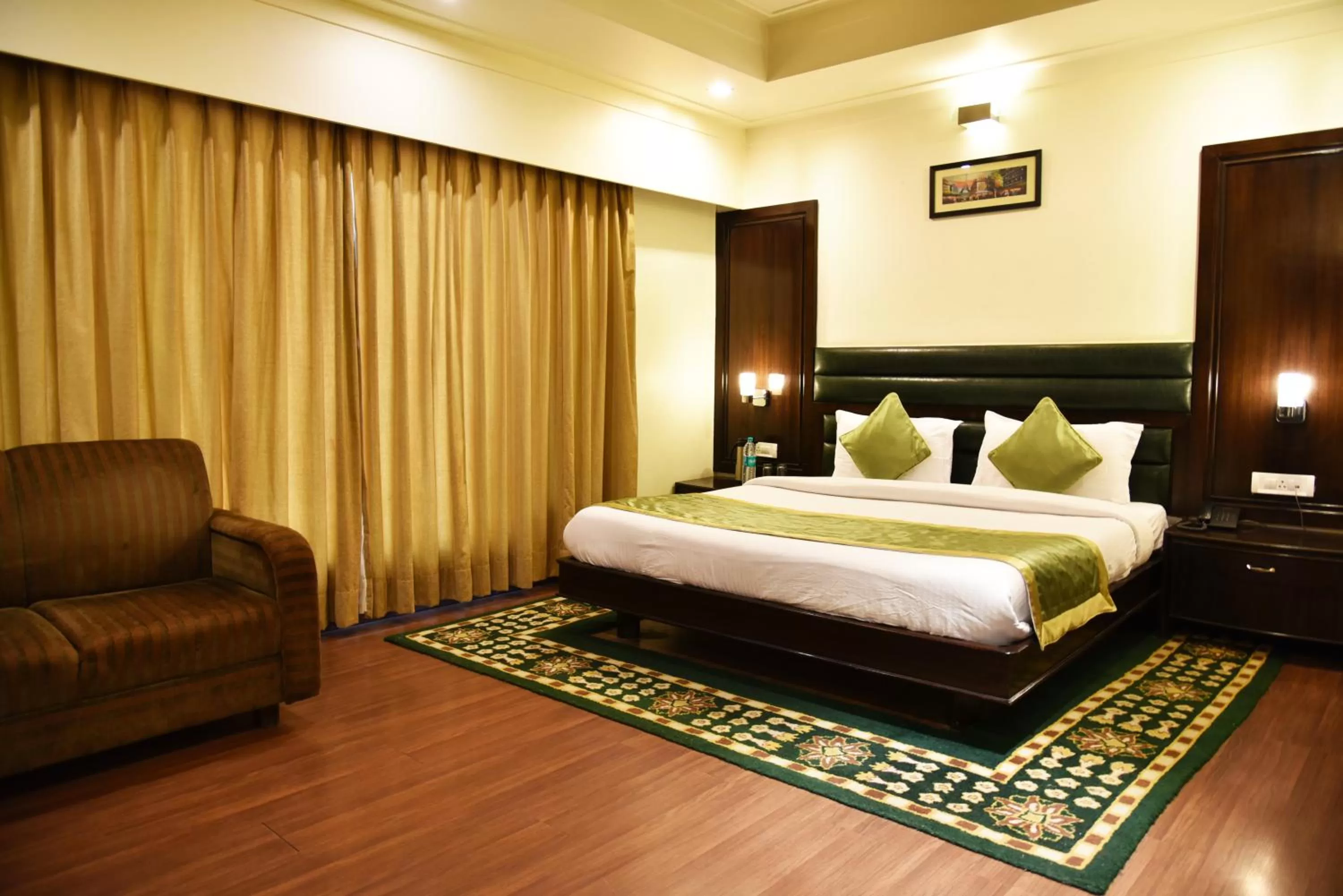 Bedroom, Bed in Indraprastha Resort - Centrally Heated Rooms, with Gym, Games & Spa