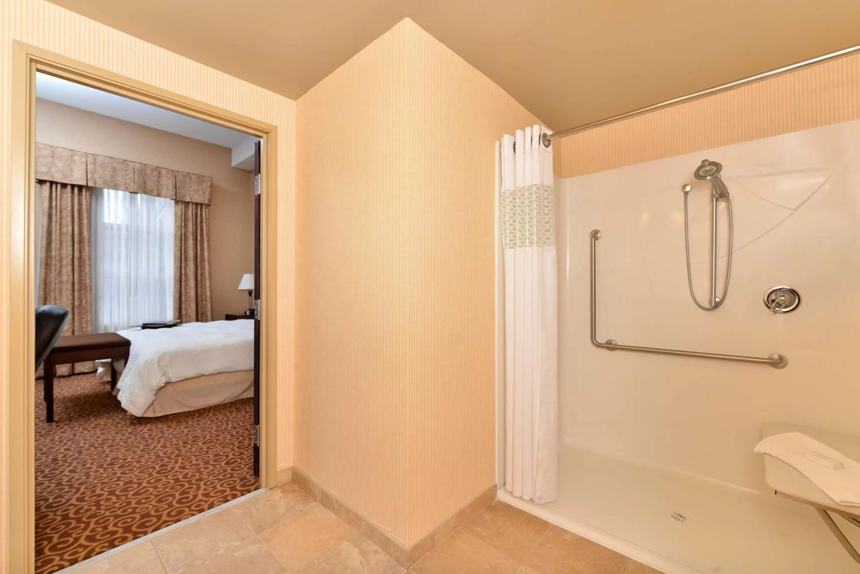 Bathroom, Bed in Hampton Inn & Suites by Hilton Edmonton International Airport