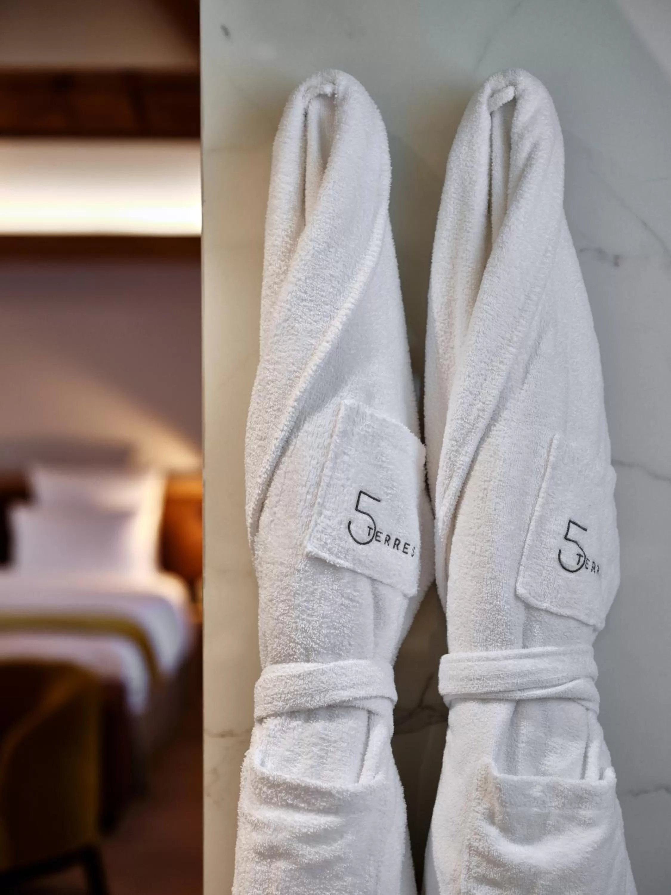 Bathroom, Bed in 5 Terres Hotel & Spa - MGallery Collection