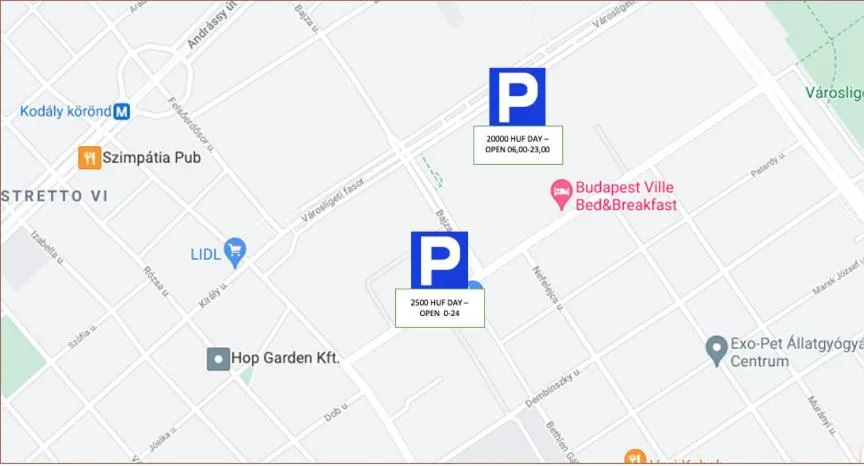 Parking in Budapest Ville Bed & Breakfast