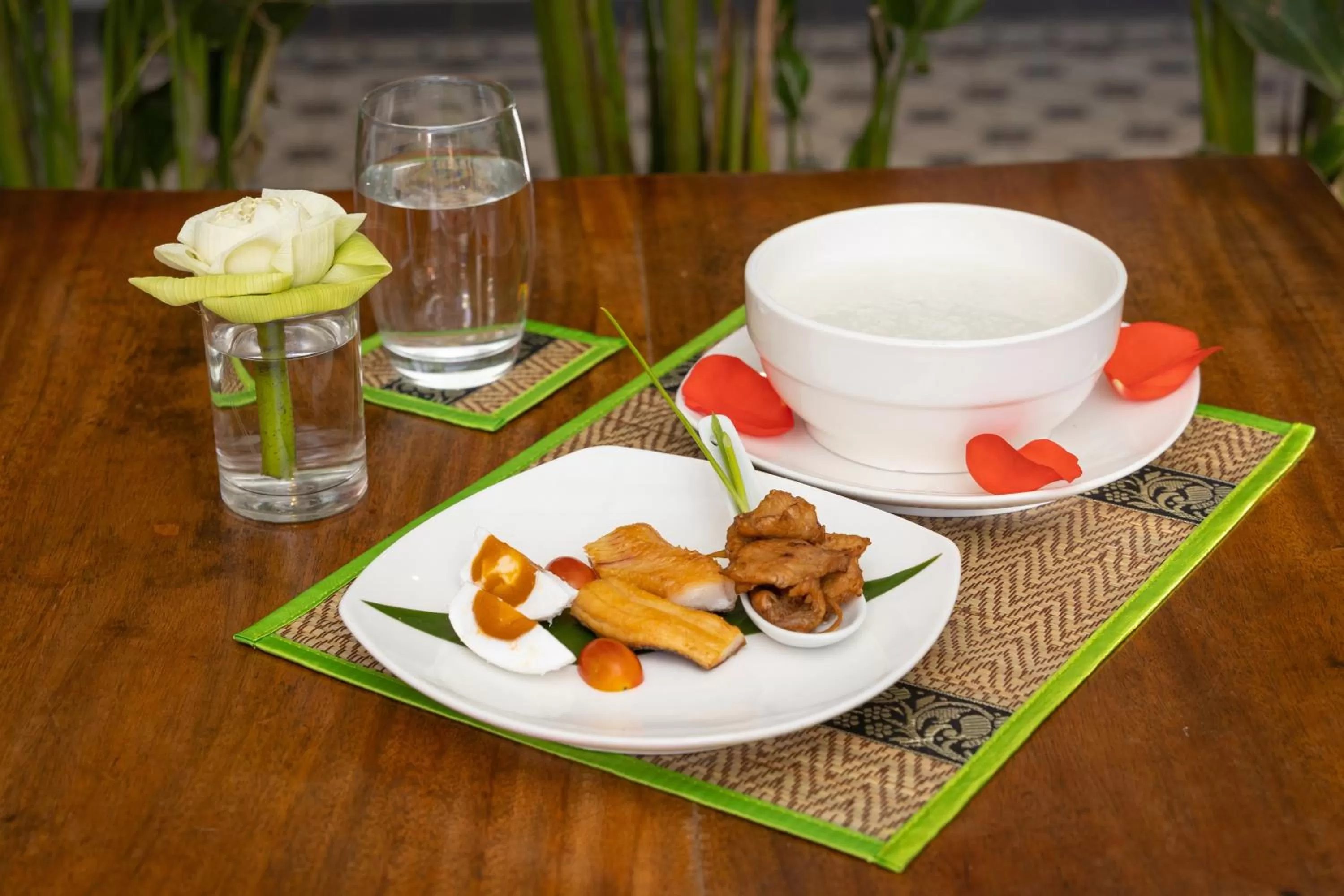 Asian breakfast in The Five Senses Boutique Hotel