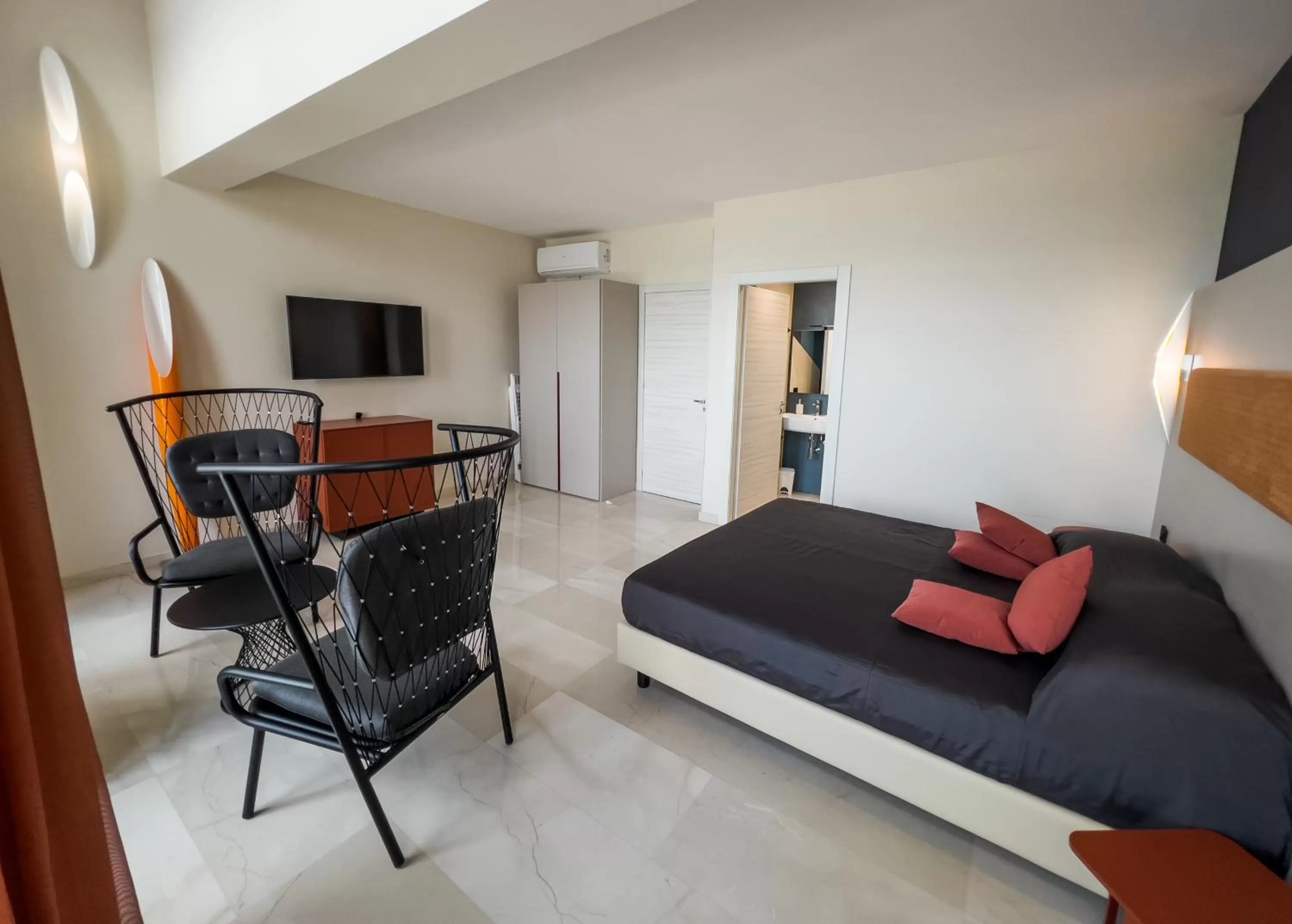 Bedroom, Bed in Central Gallery Rooms- Palazzo D'Ali' Staiti XIX