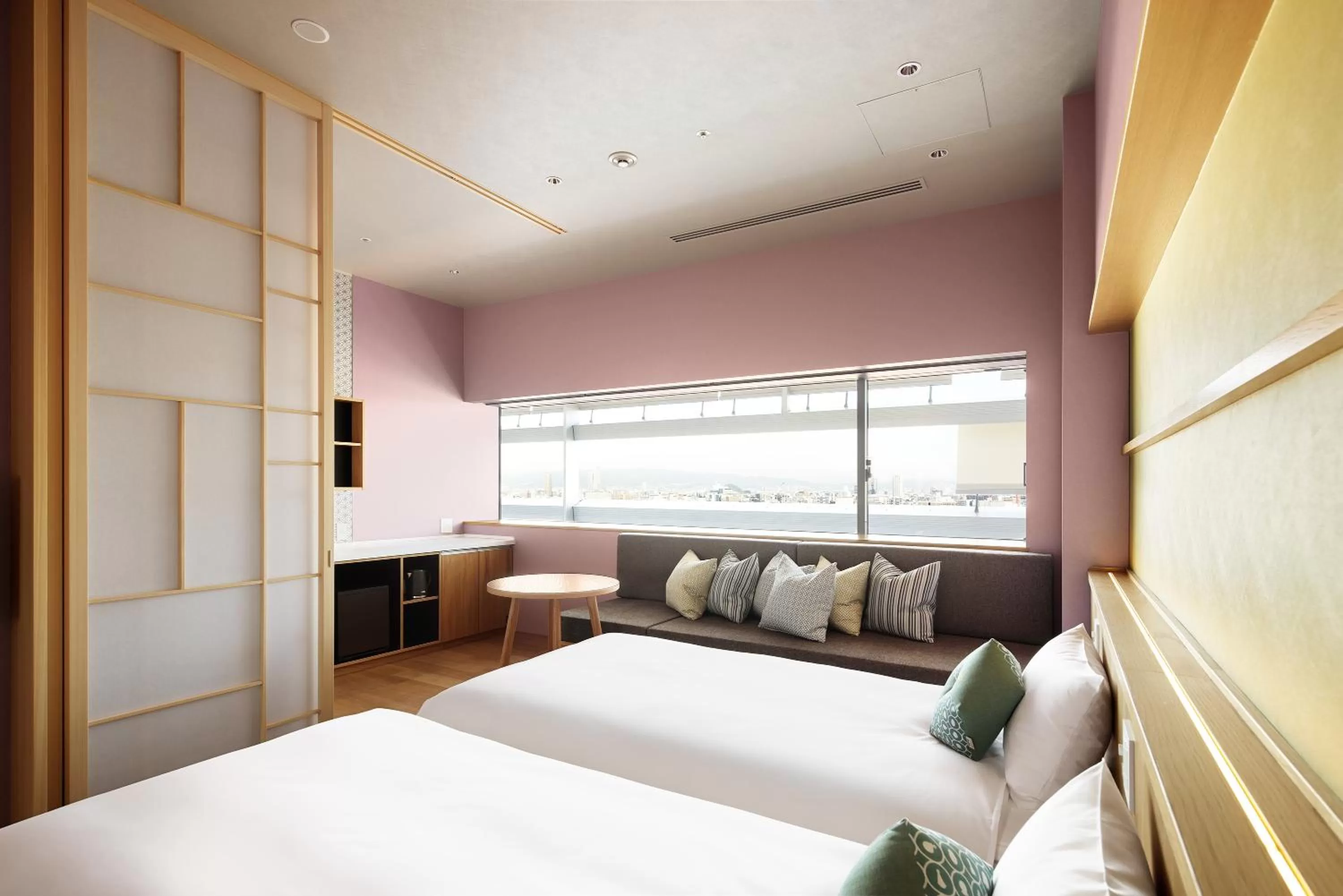 Living room, Bed in OMO7 Osaka by Hoshino Resorts