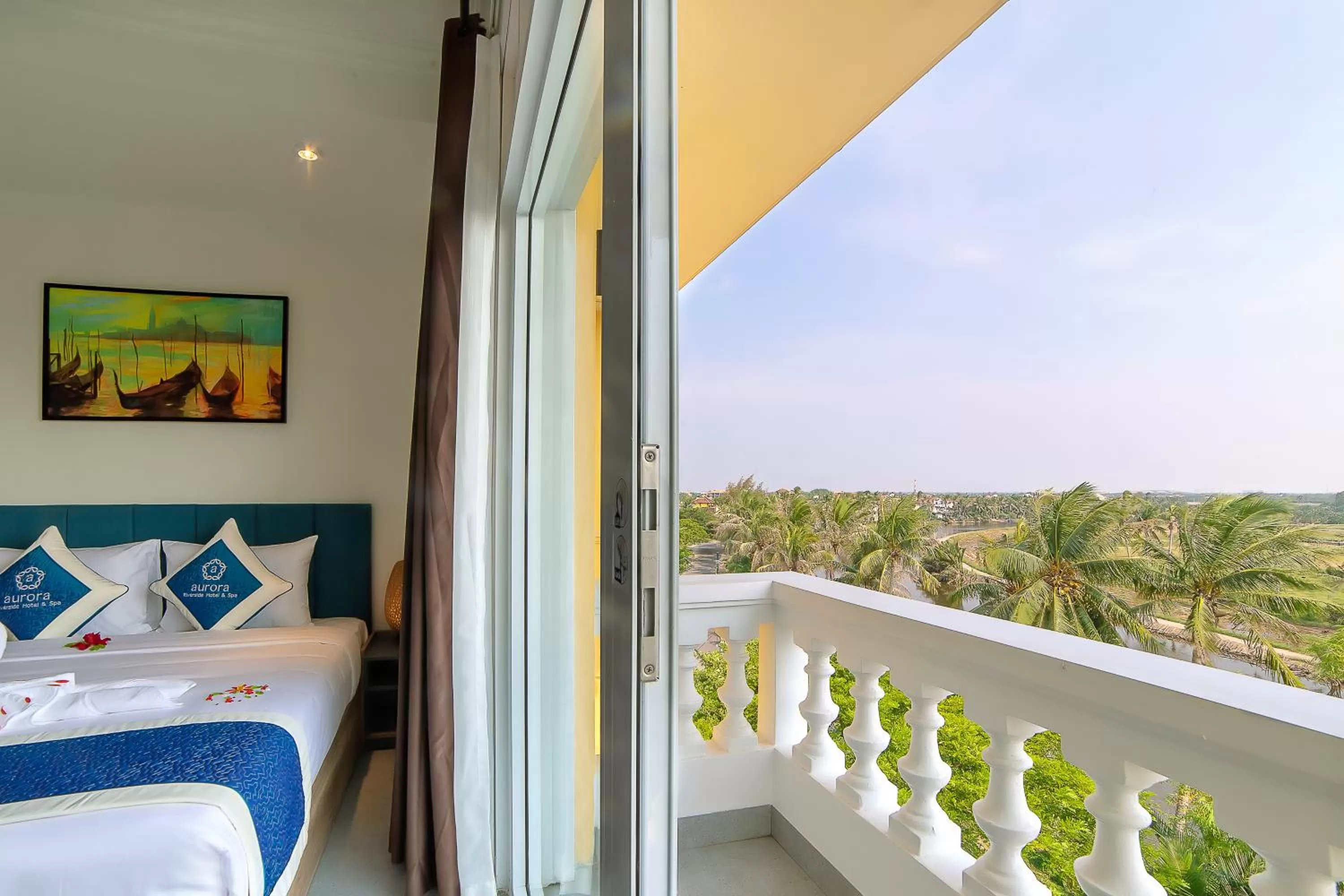 View (from property/room), Bed in Hoi An Aurora Riverside Hotel and Spa