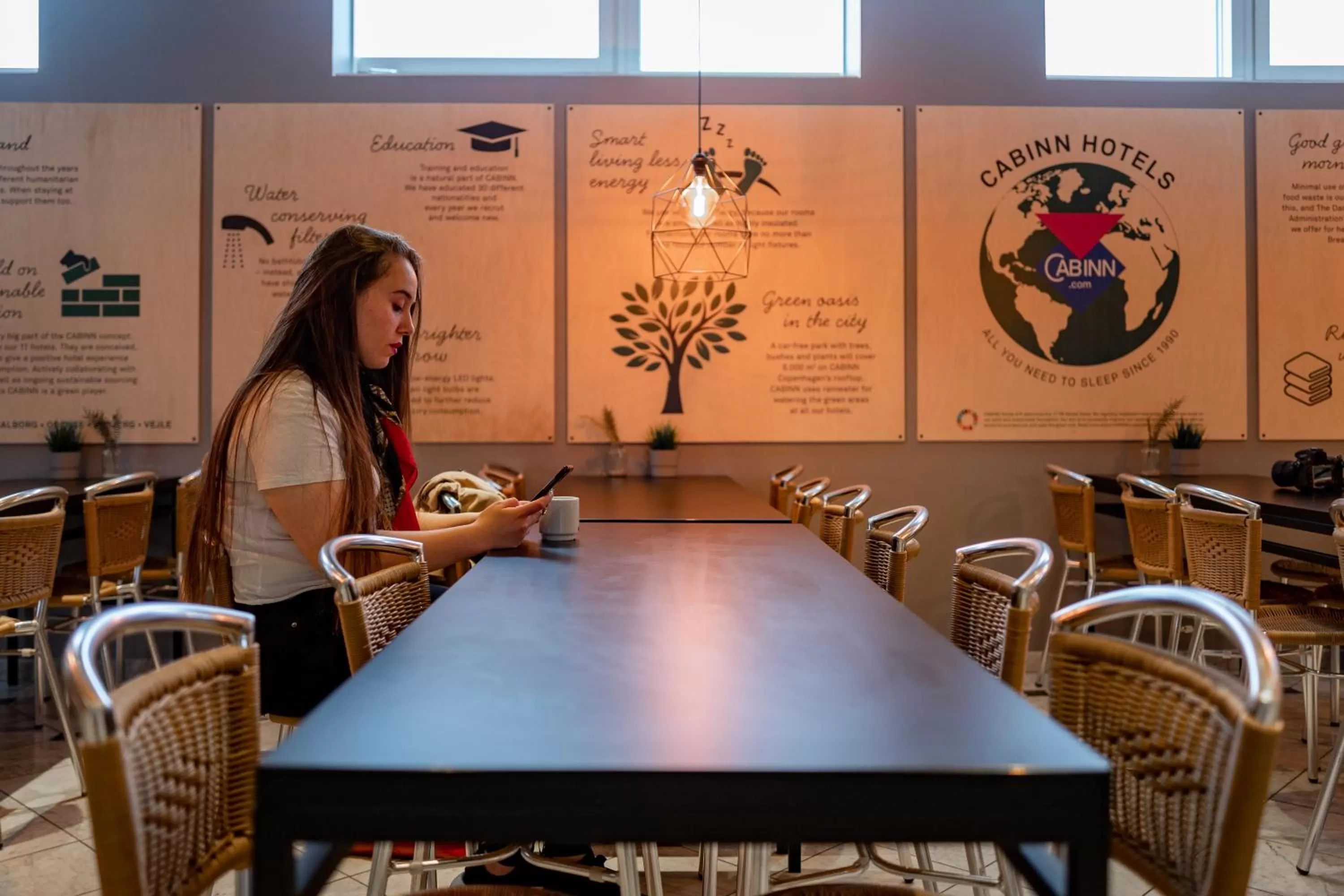 Seating area in Cabinn City