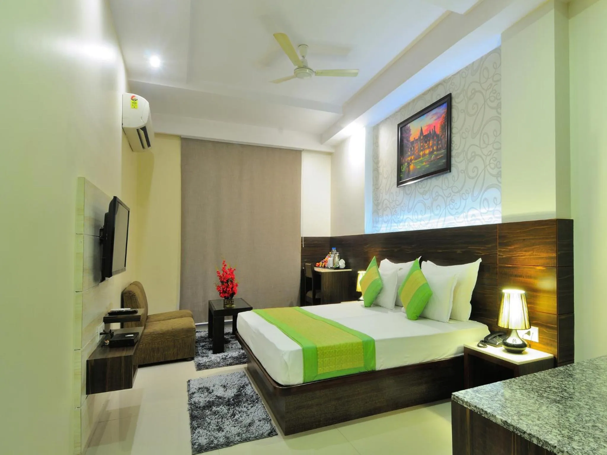 Bedroom, Bed in Hotel Sky Rich International - Just a min walk from Karol Bagh Metro Station