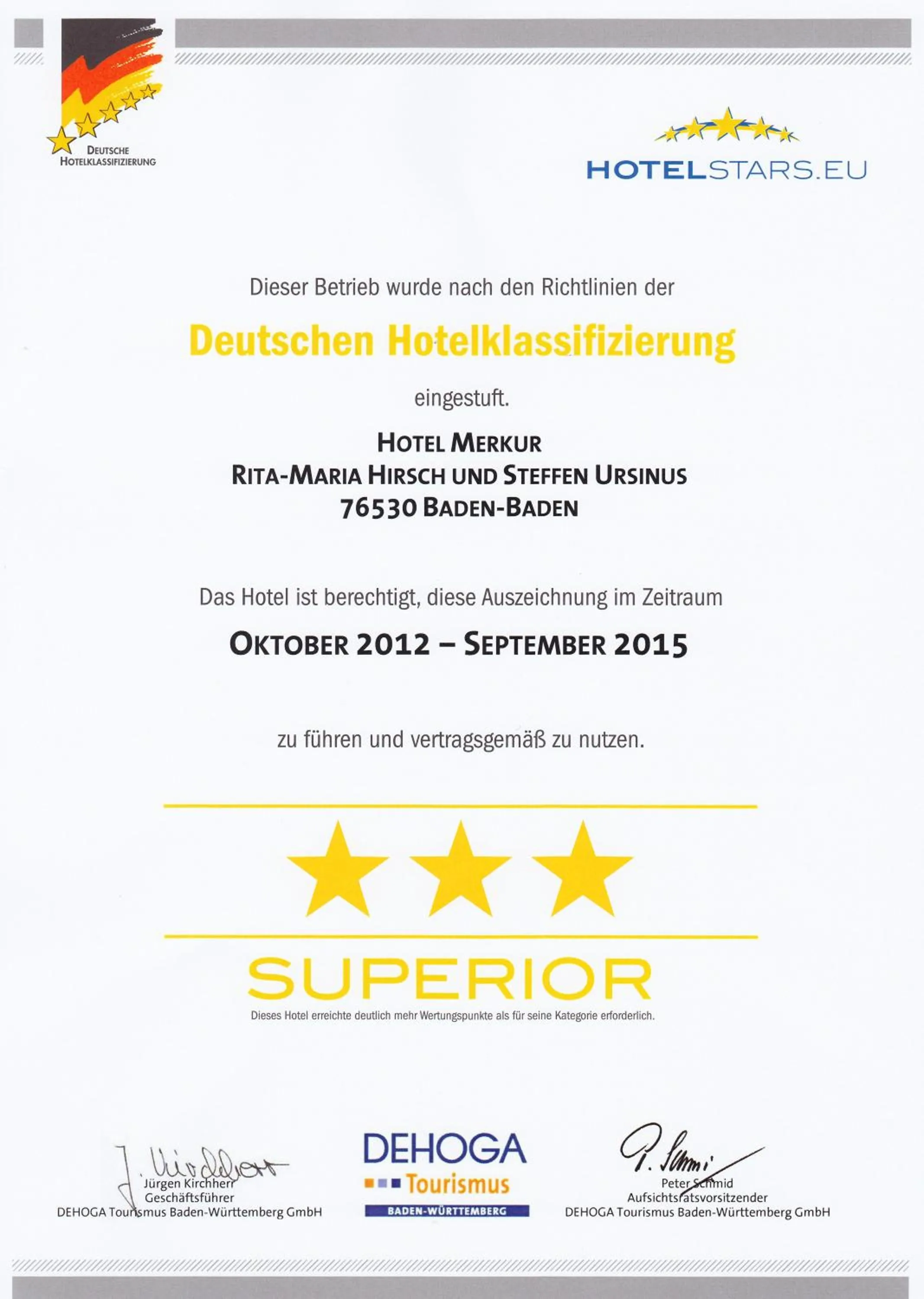 Logo/Certificate/Sign in Hotel Merkur - Superior