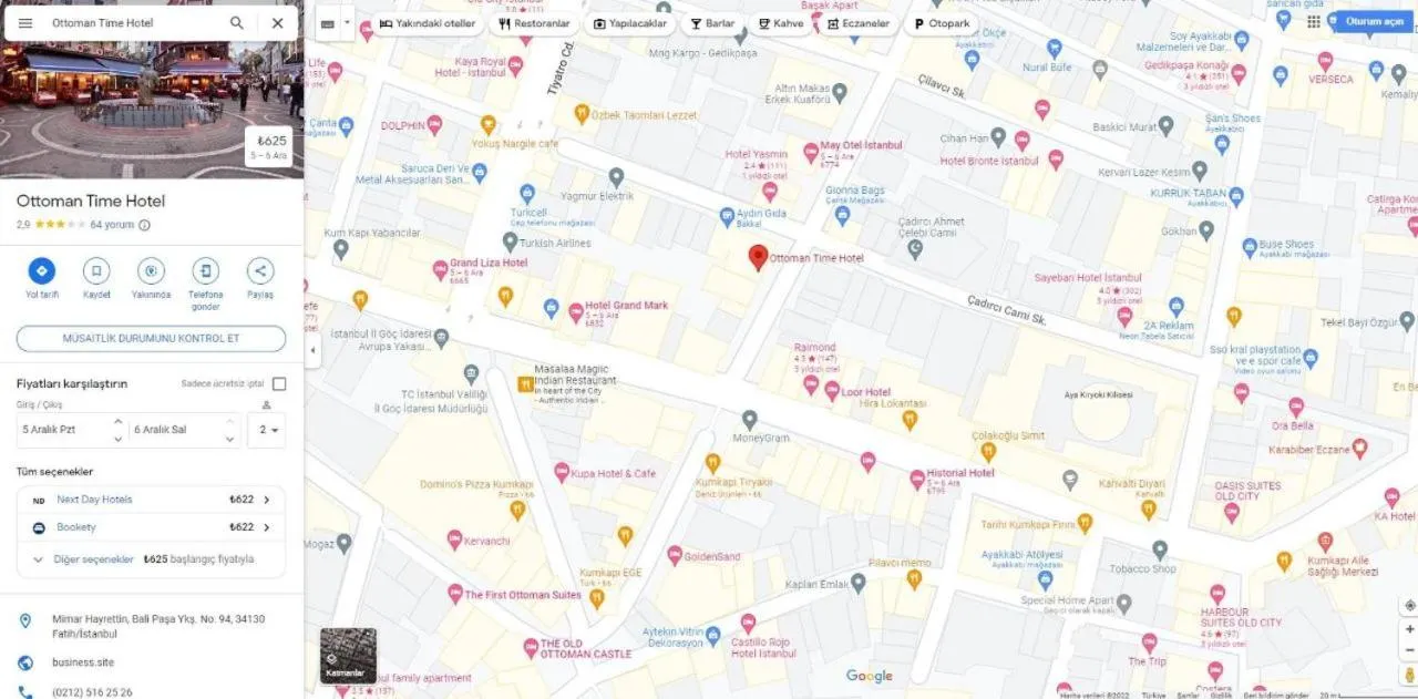 Location in Ottoman Time Hotel