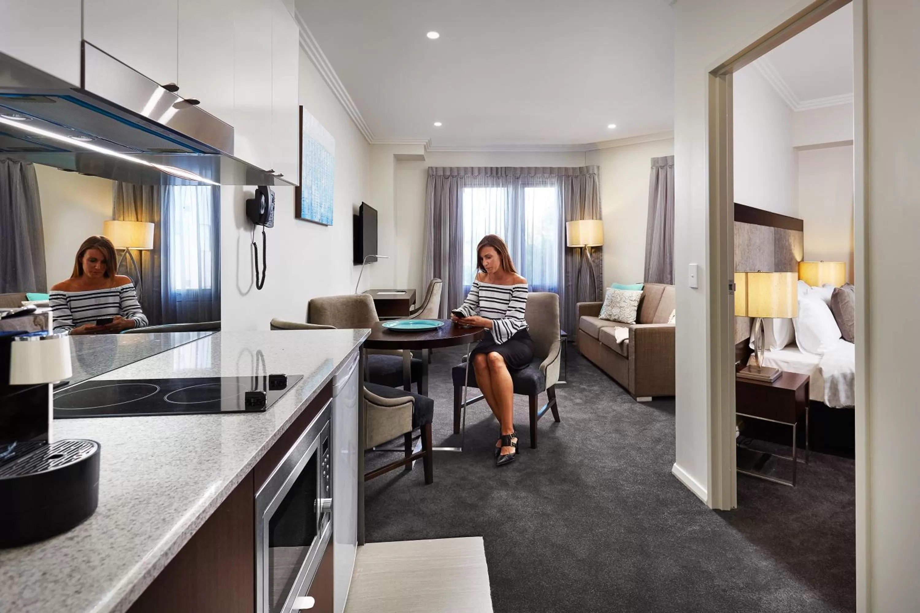 Living room, Bed in Attika Hotel