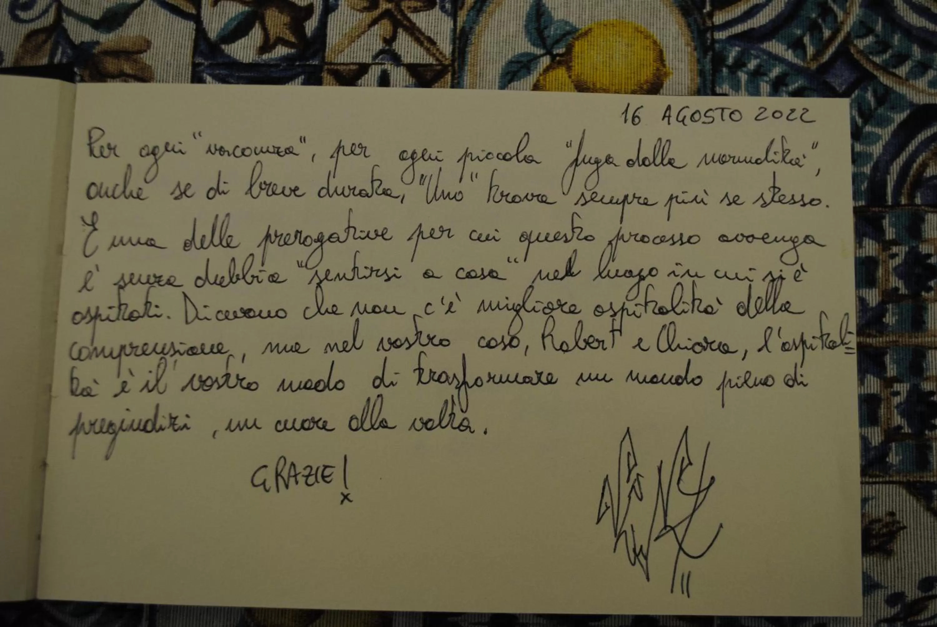 Text overlay in B&B Palazzo Sant'Alfano