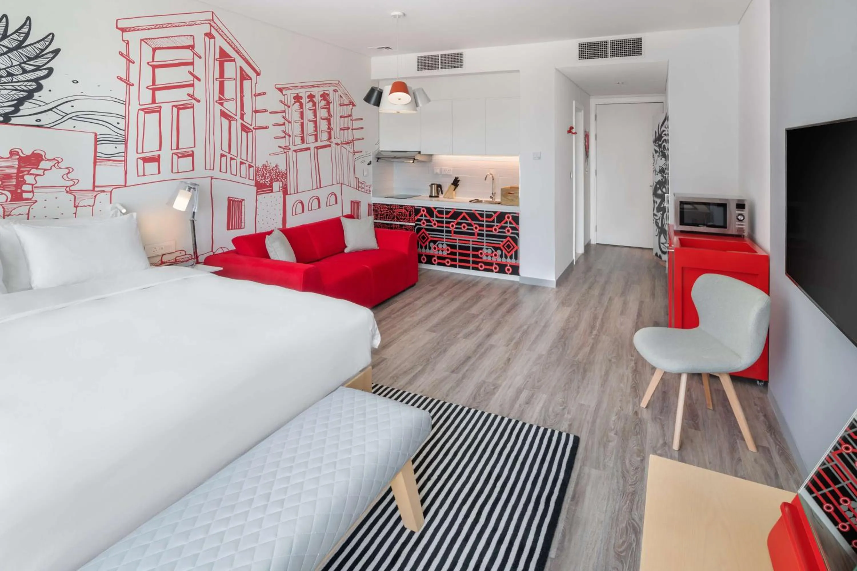 Bedroom, Bed in Radisson RED Dubai Silicon Oasis