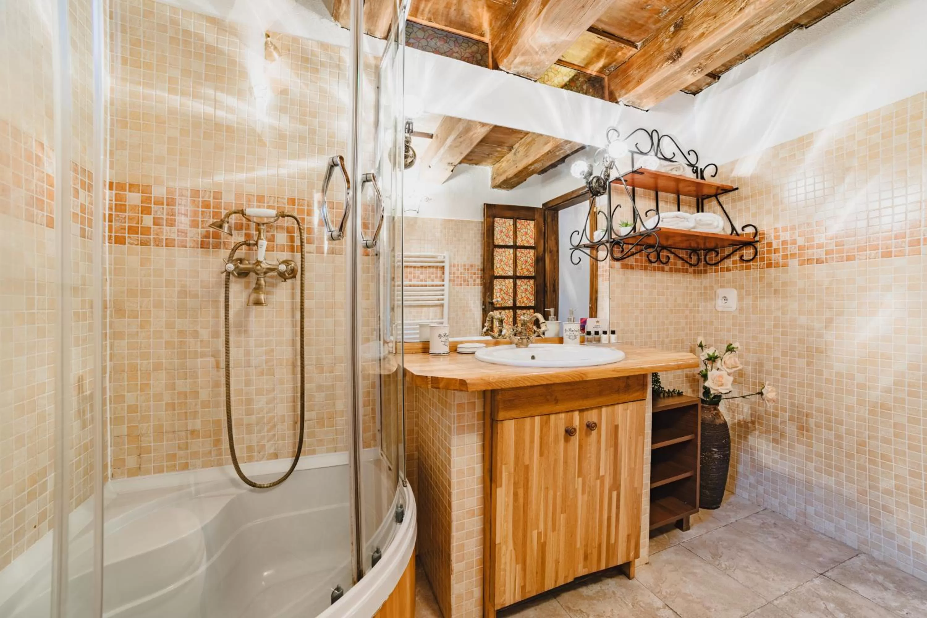 Shower in ALBERT RESIDENCE Brasov with complimentary parking and 10 percent Food and Drinks