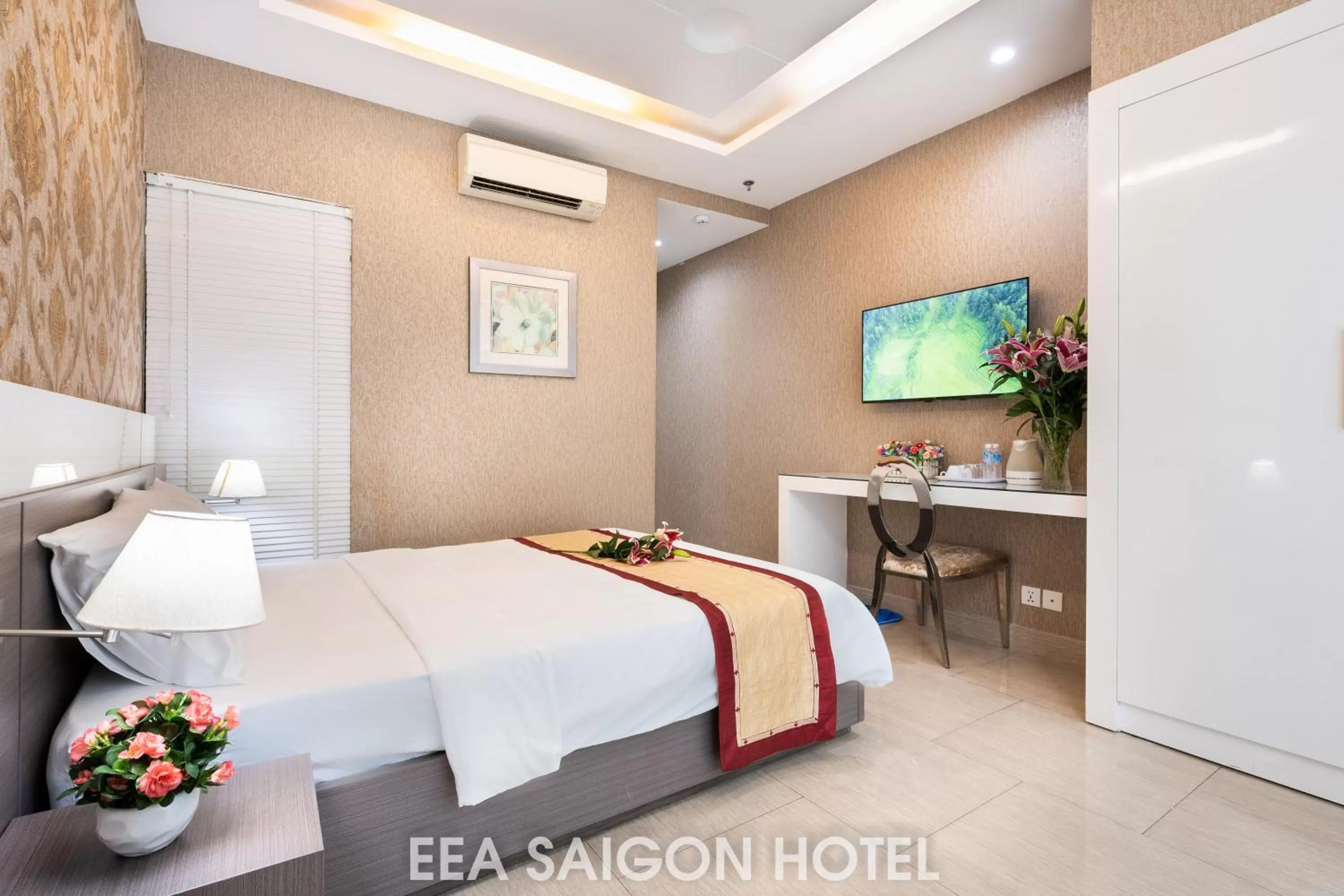 Bed in EEA Central Saigon Hotel