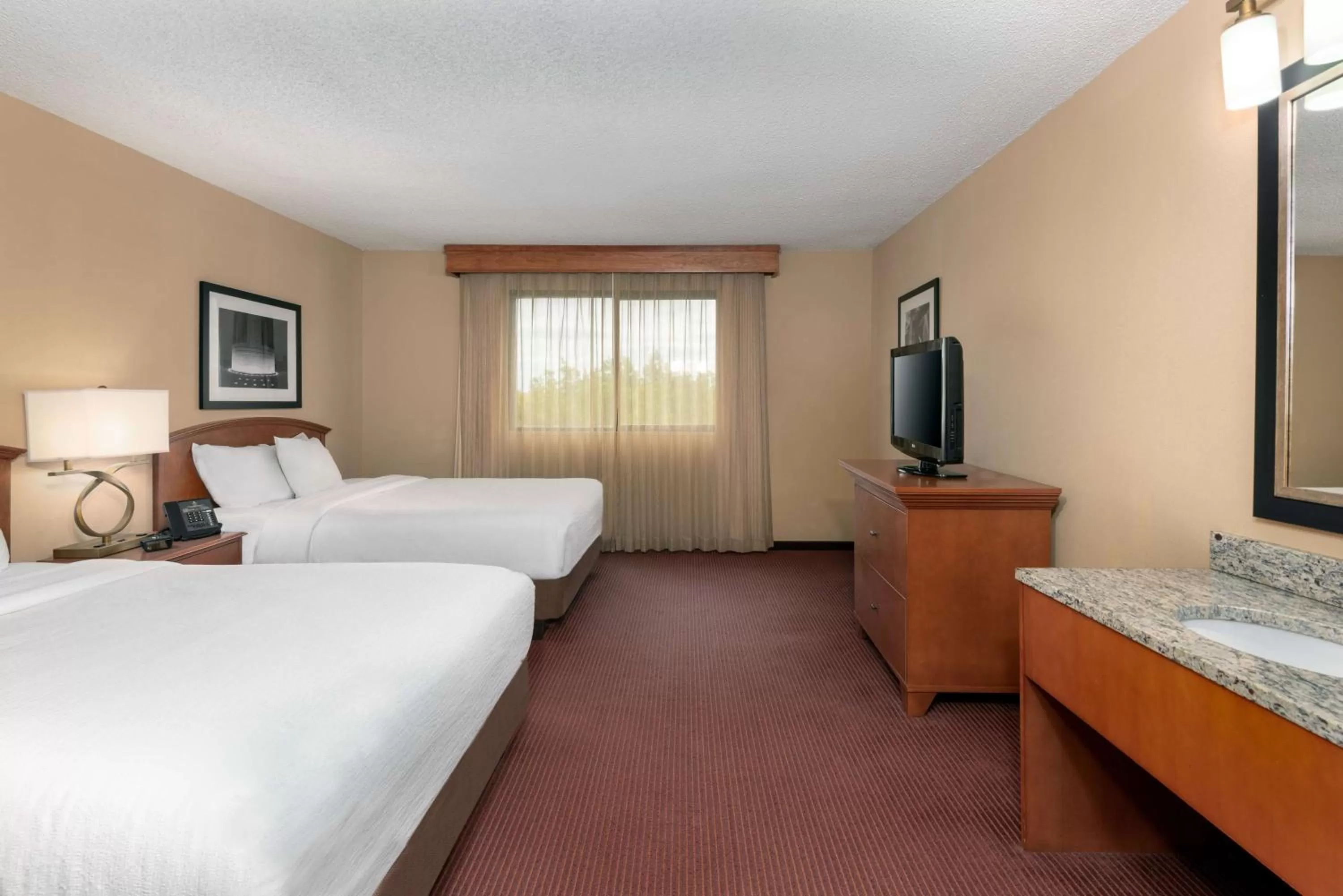 TV and multimedia, Bed in Embassy Suites by Hilton Kansas City International Airport