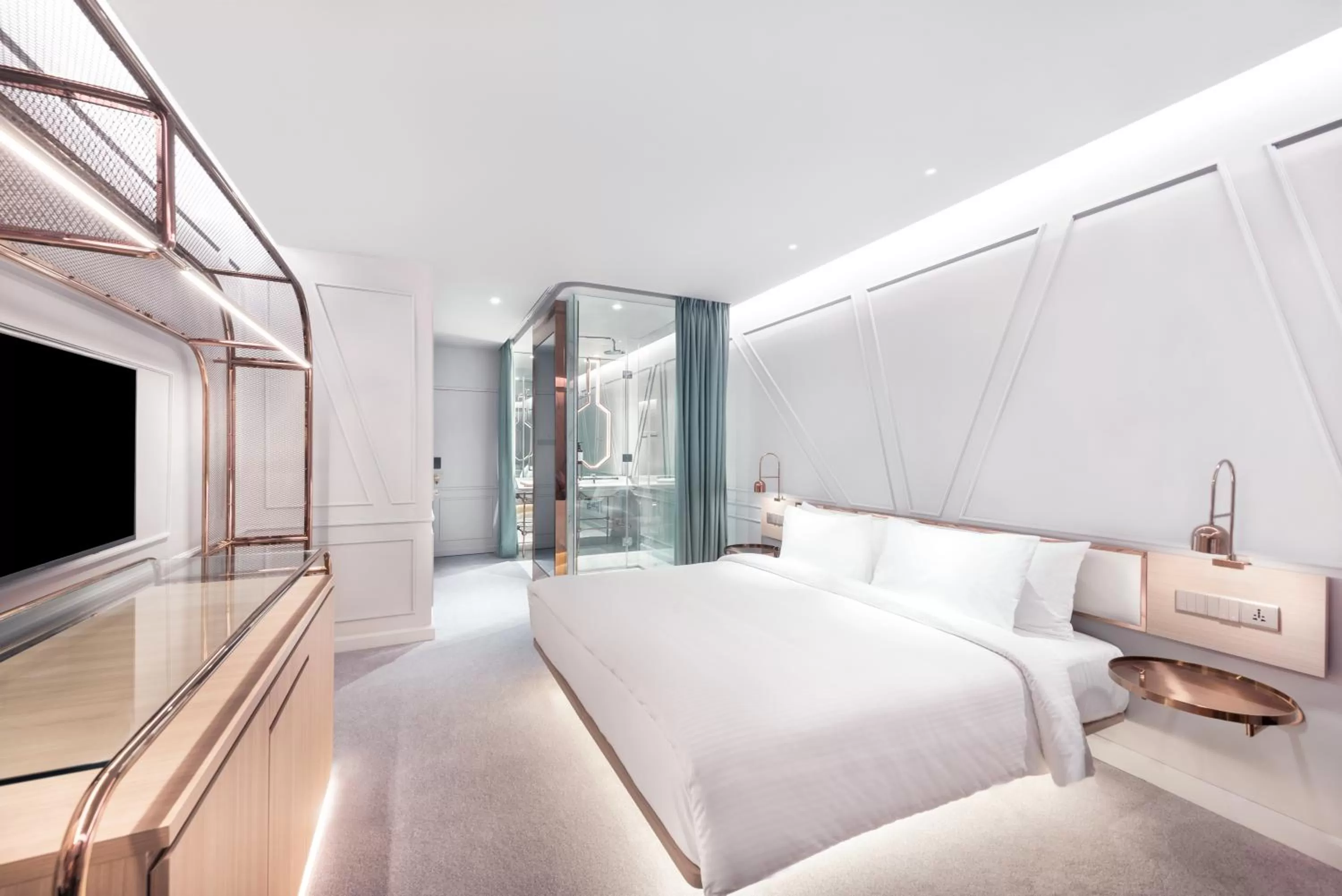 Bed in The Prestige Hotel Penang, a Member of Design Hotels