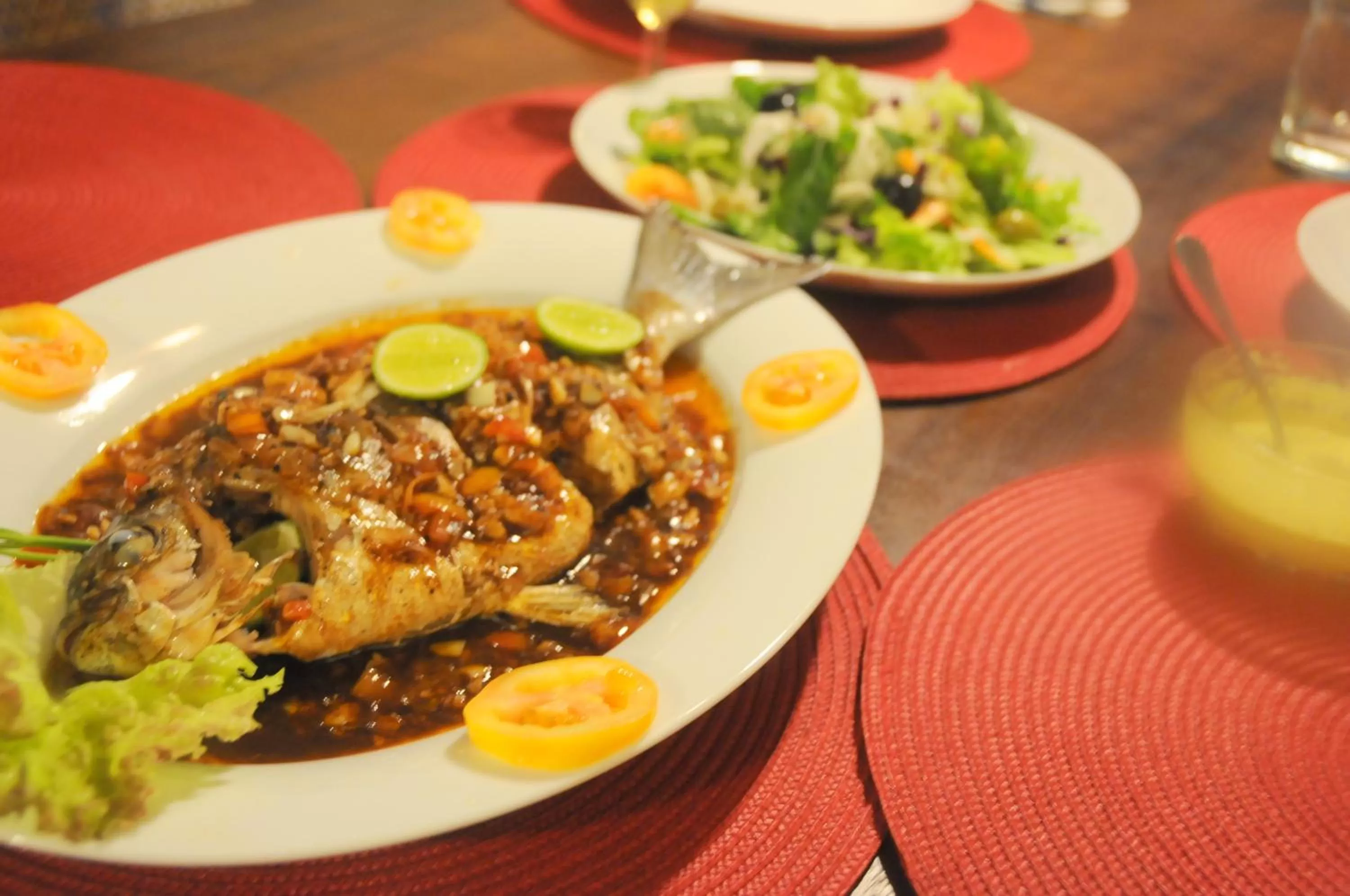 Food in Villa Atulya at Ocean's edge