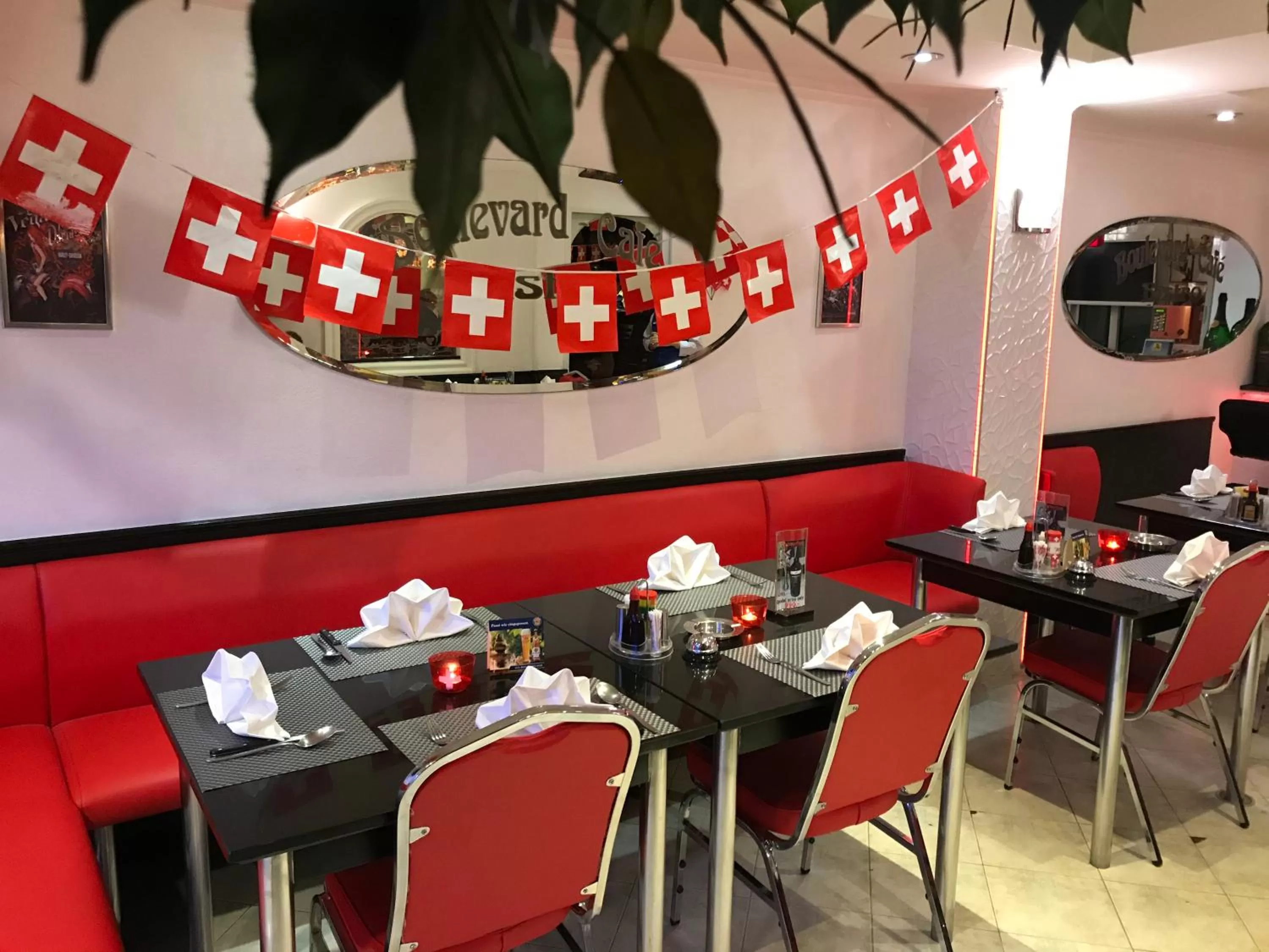 Seating area in Swiss Food Restaurant and room for rent