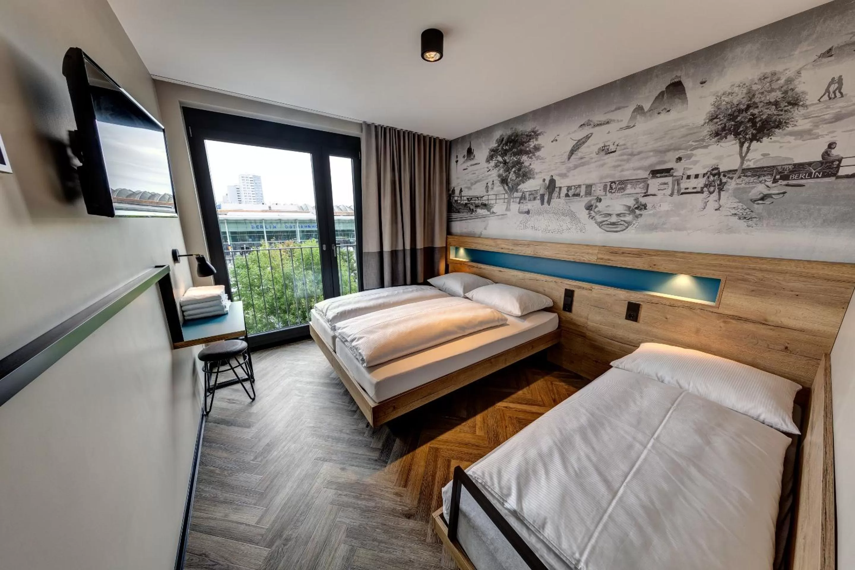 Other, Bed in Schulz Hotel Berlin Wall at the East Side Gallery