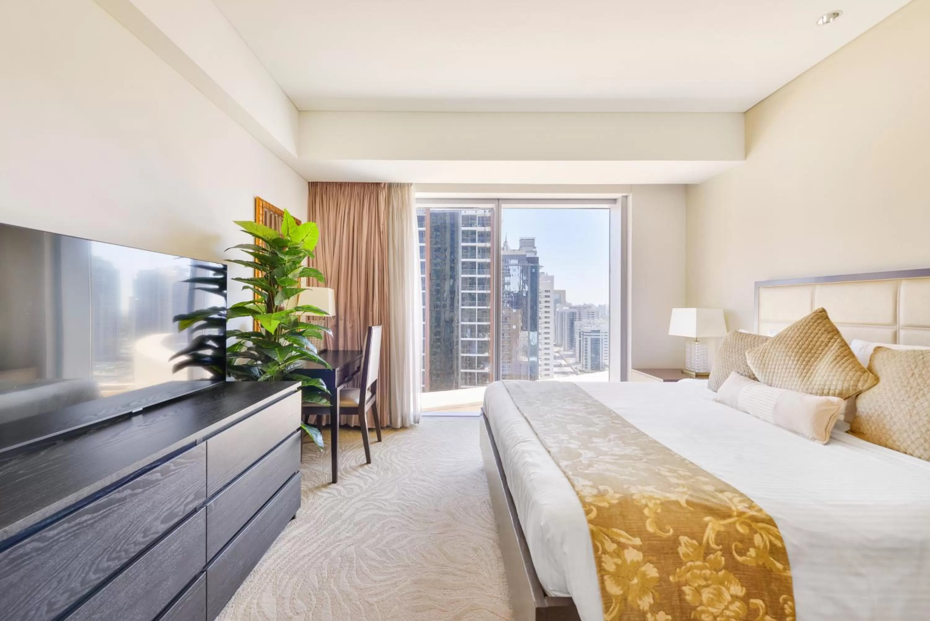 Bedroom, Bed in Emaar Residences Dubai Marina by Qstay - formerly Address Dubai Marina