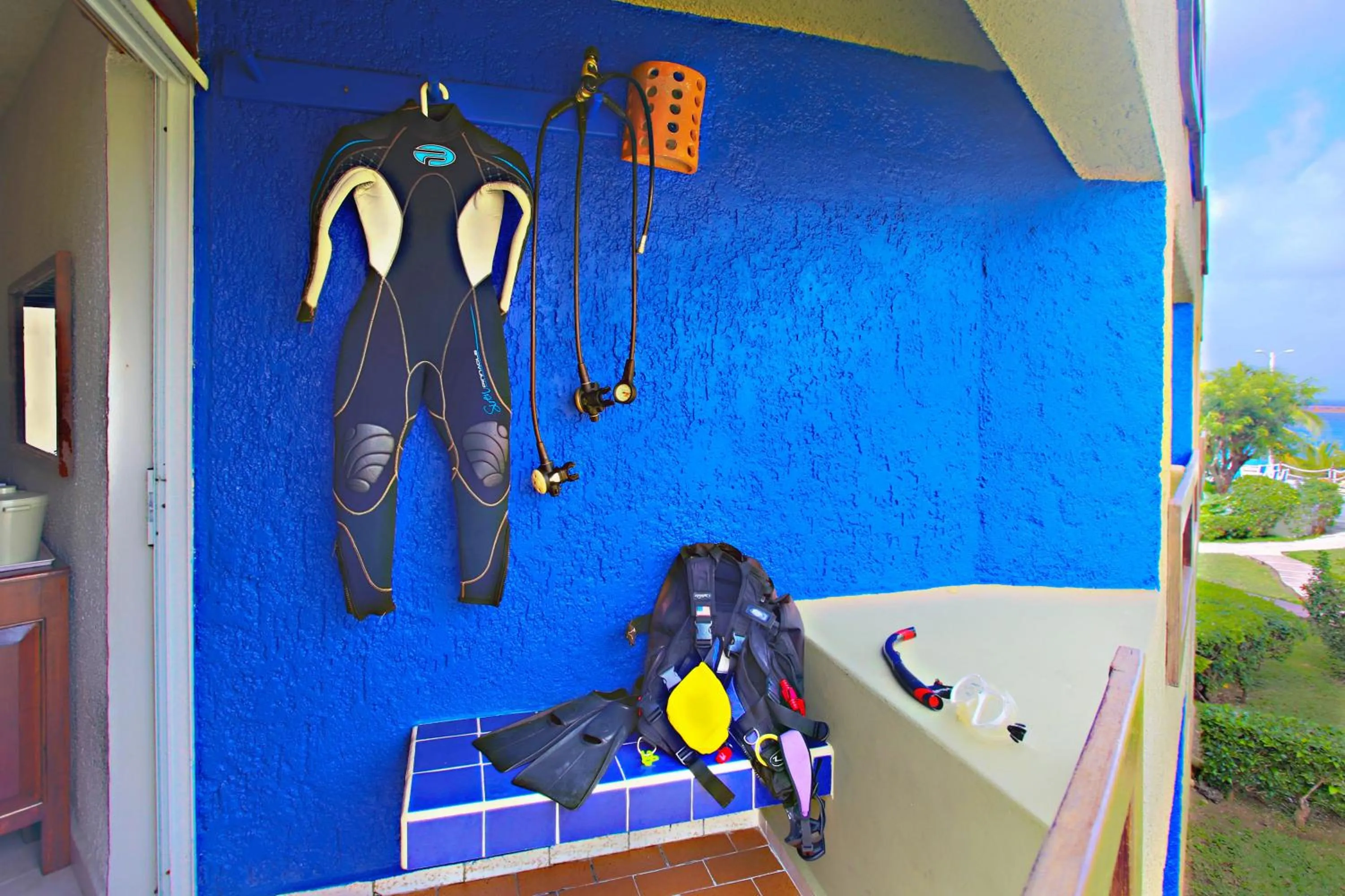 Balcony/Terrace in Casa del Mar Cozumel Hotel & Dive Resort with free access to an exclusive beach club