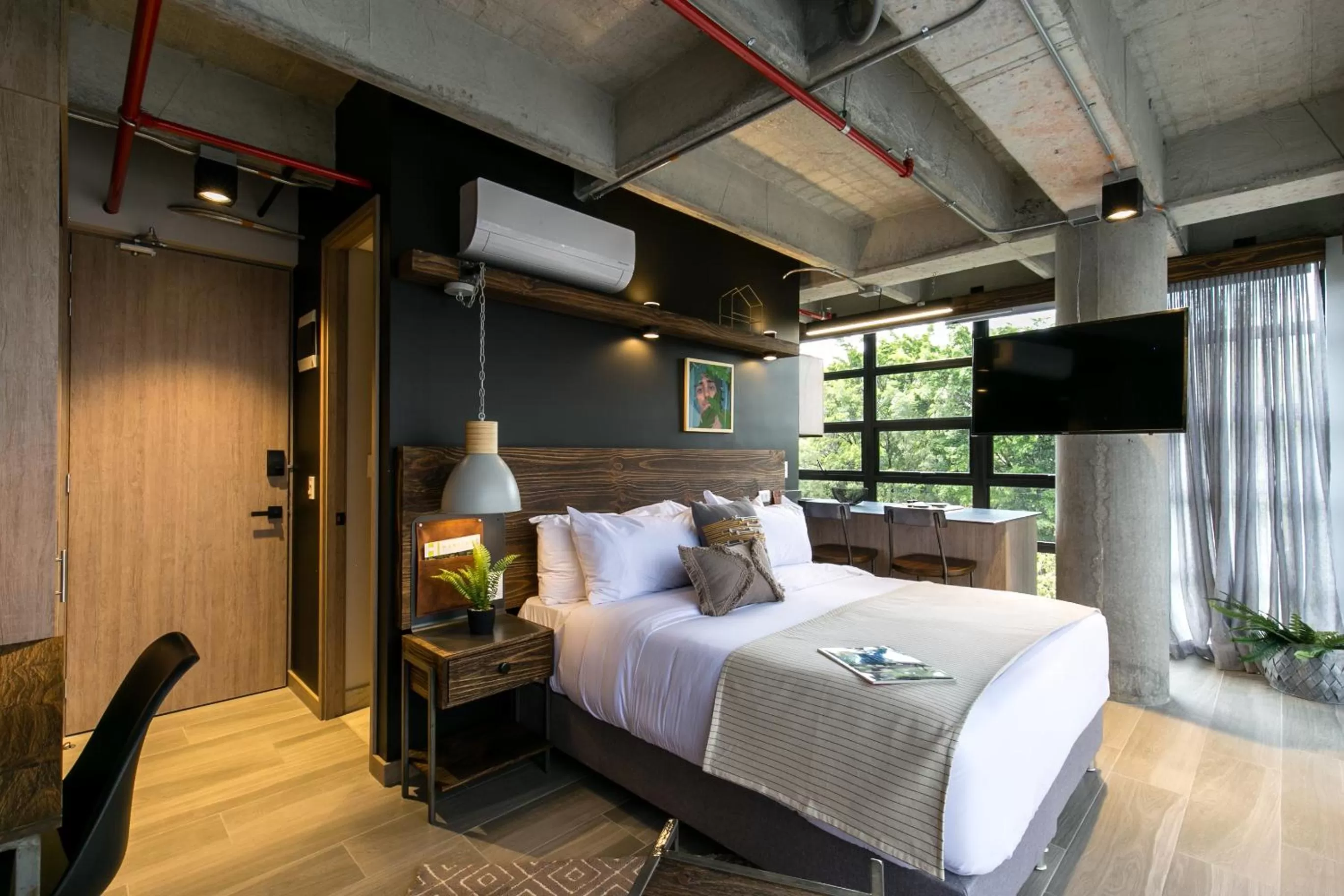 Bed in Factory Lofts Hotel