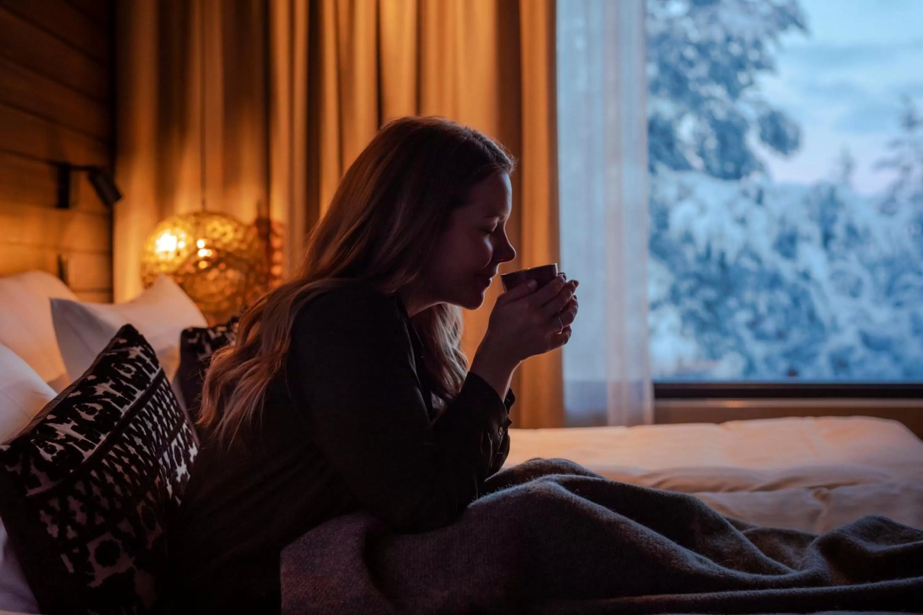 People, Bed in Lapland Hotels Sky Ounasvaara