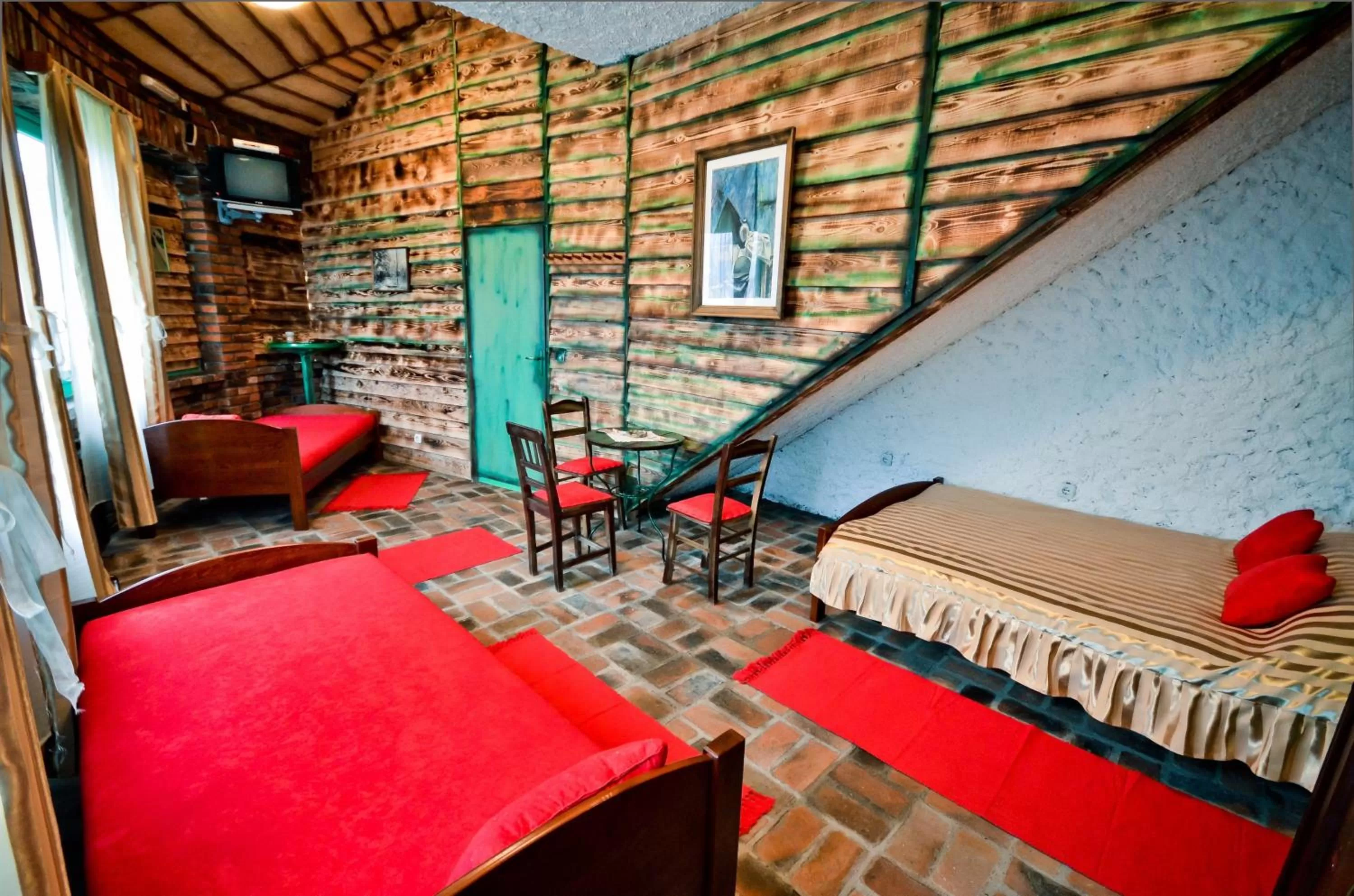 Bed, Seating Area in B&B Etno Village Sunčana Reka