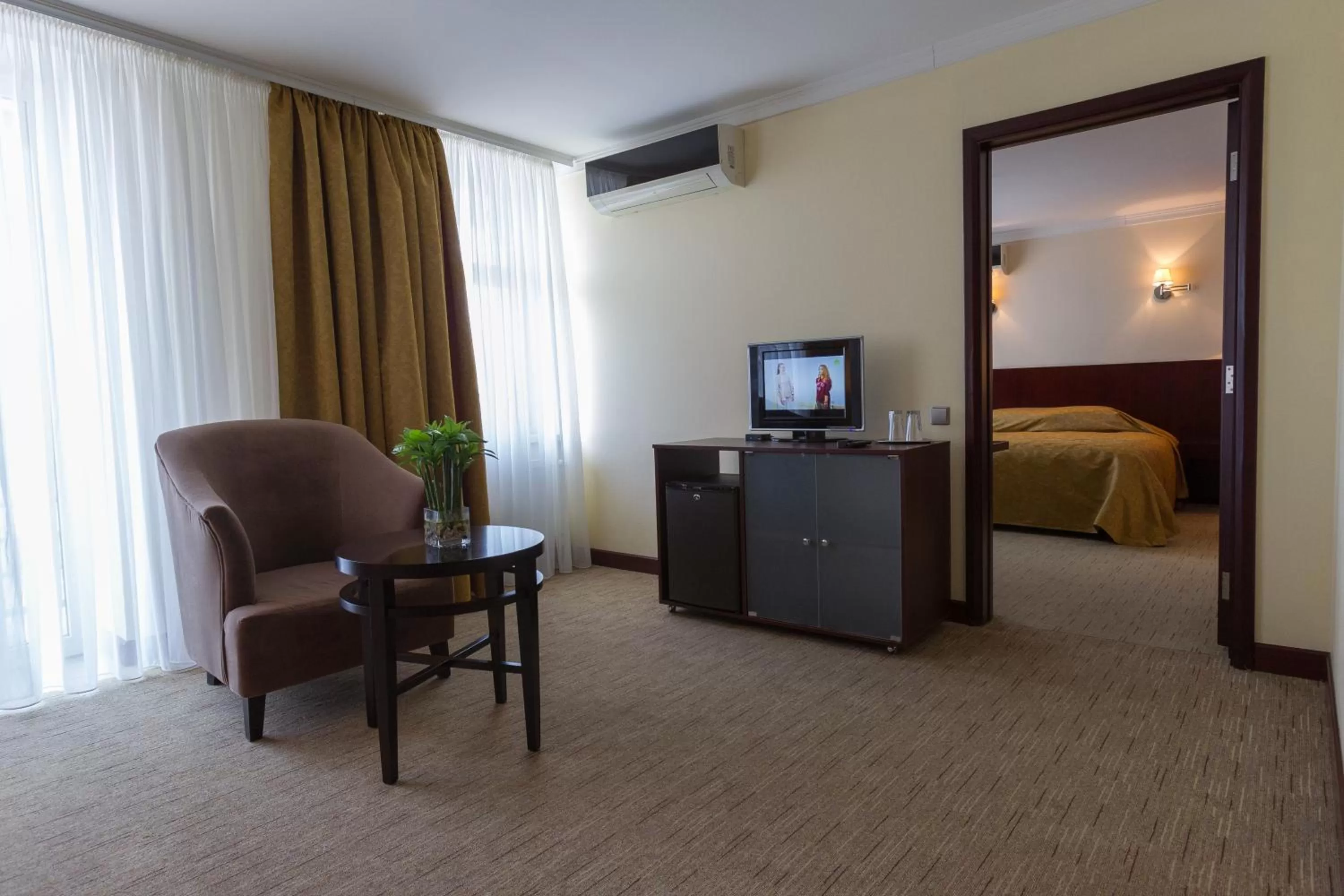 Living room, Bed in Hotel Russia