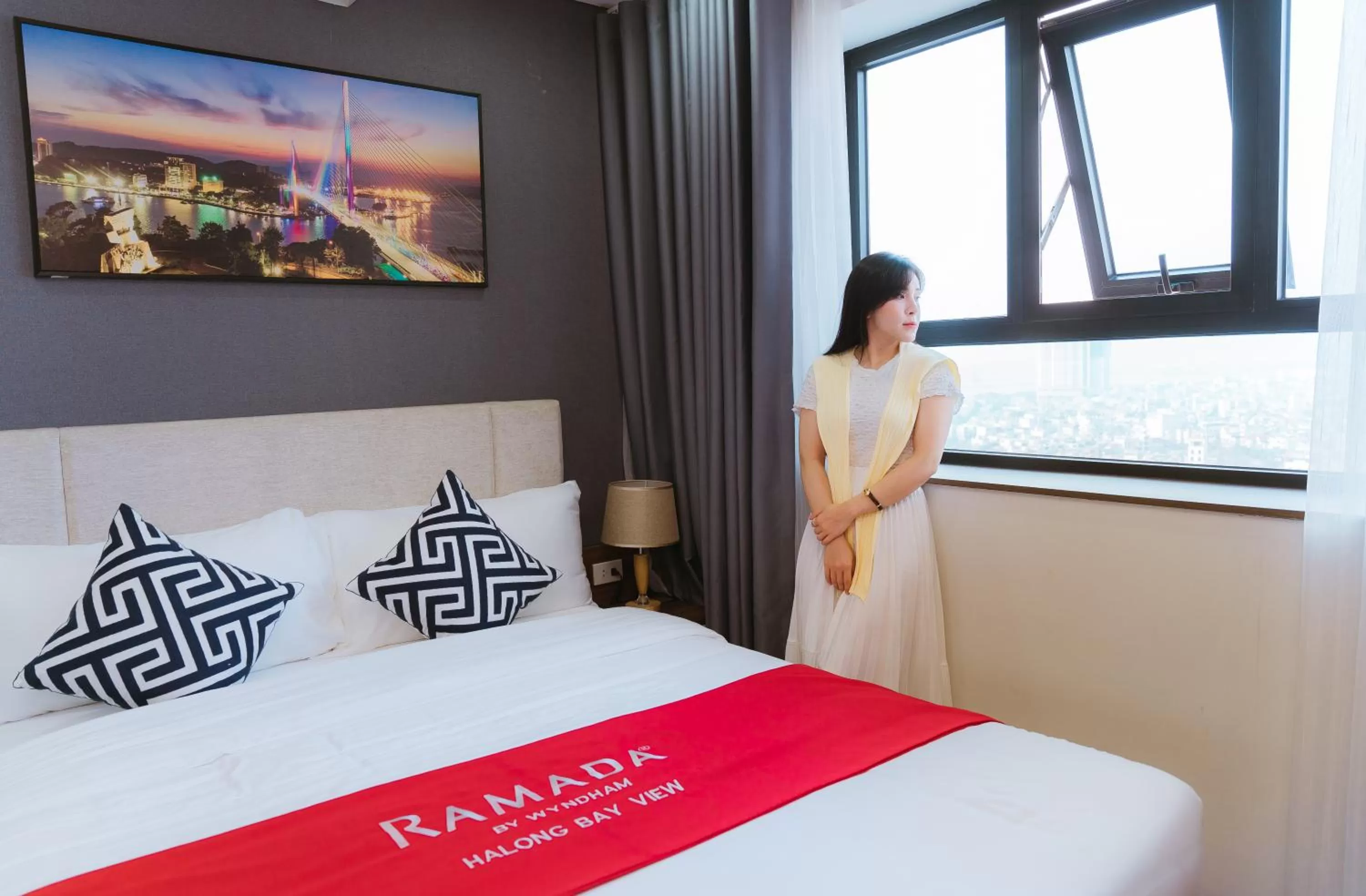 City view, Bed in Ramada Hotel & Suites by Wyndham Halong Bay View