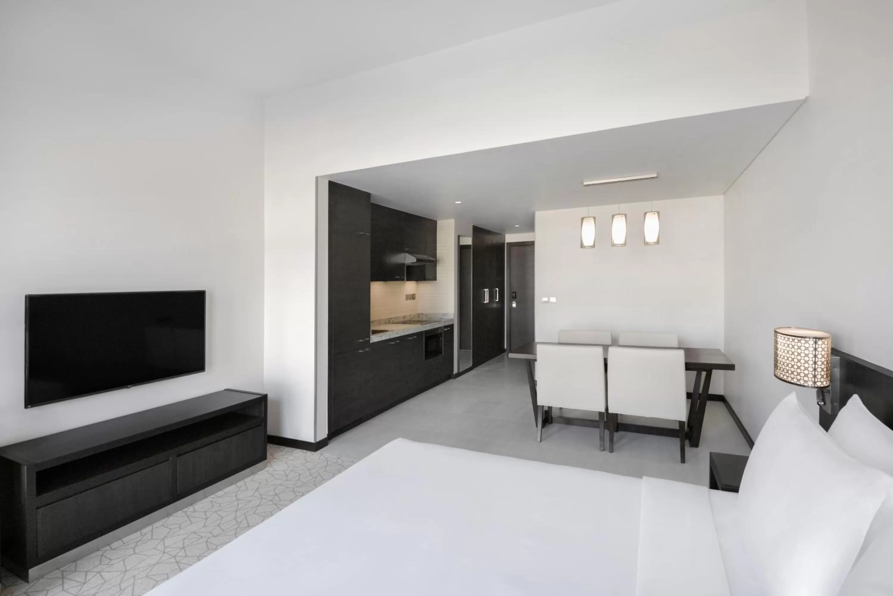 Communal lounge/ TV room, Bed in Hyatt Place Dubai Jumeirah Residences