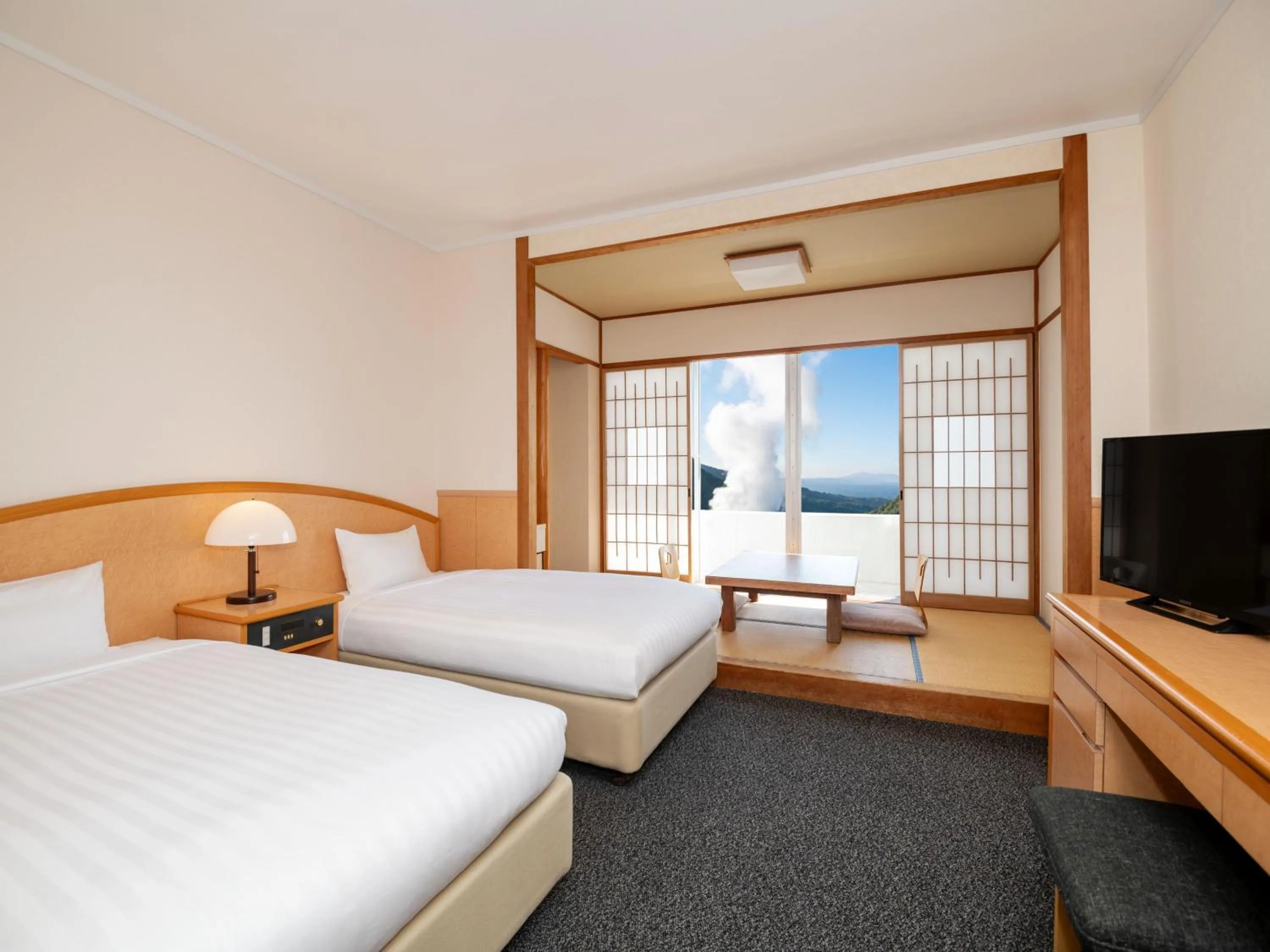 Photo of the whole room, Bed in Kirishima Kokusai Hotel