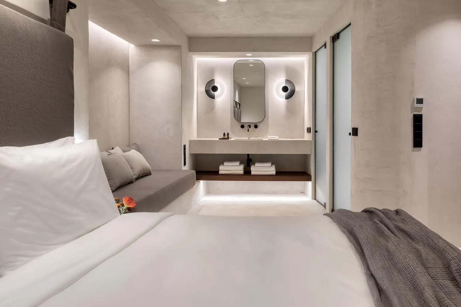 Bed in Rocabella Mykonos Hotel