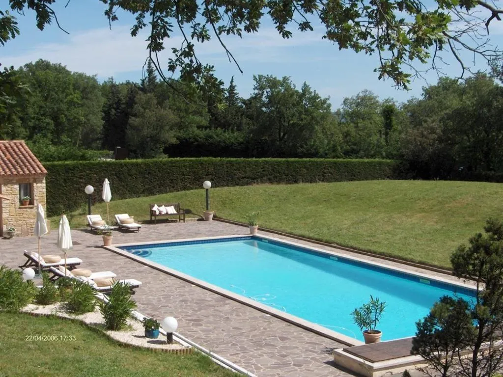 Pool view in La Devinière