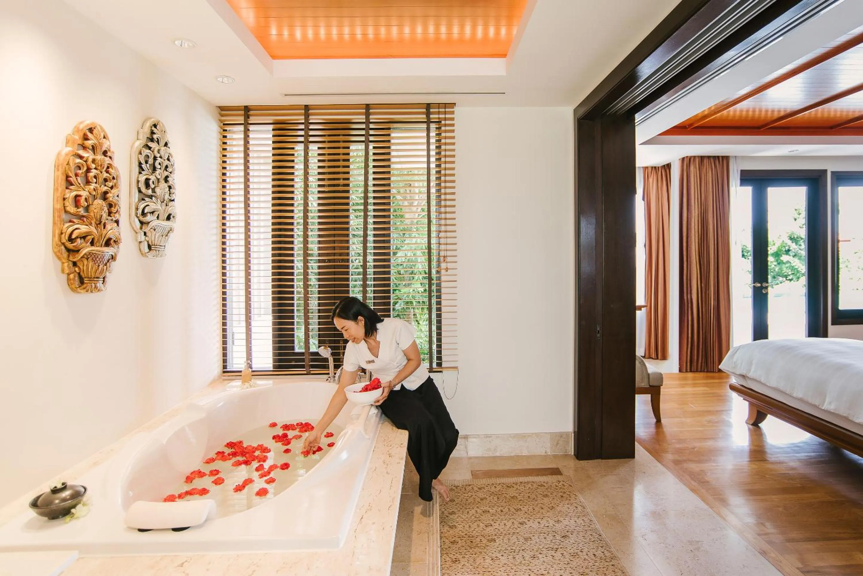 Bathroom, Bed in Trisara Villas & Residences Phuket