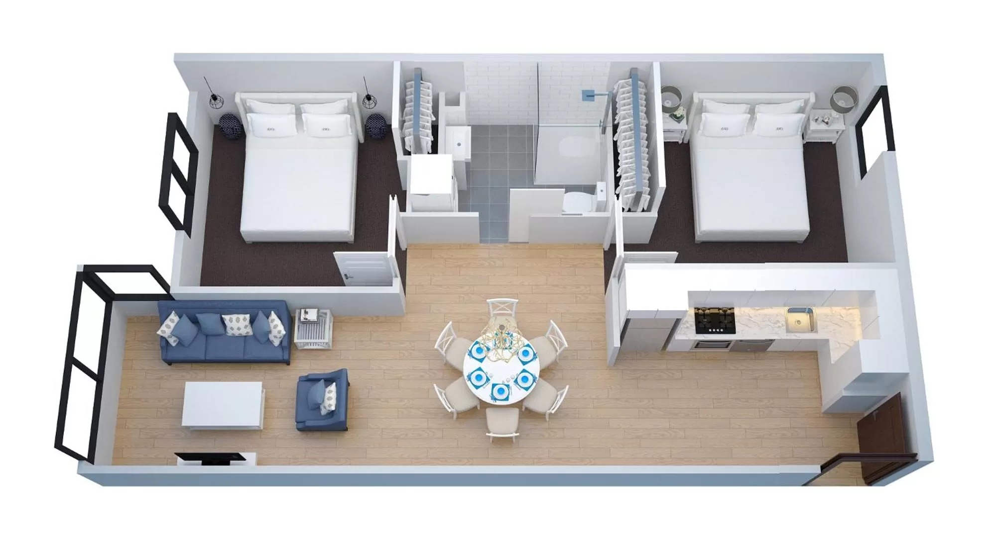 Floor plan, Bed in The Hamptons Apartments - Port Melbourne
