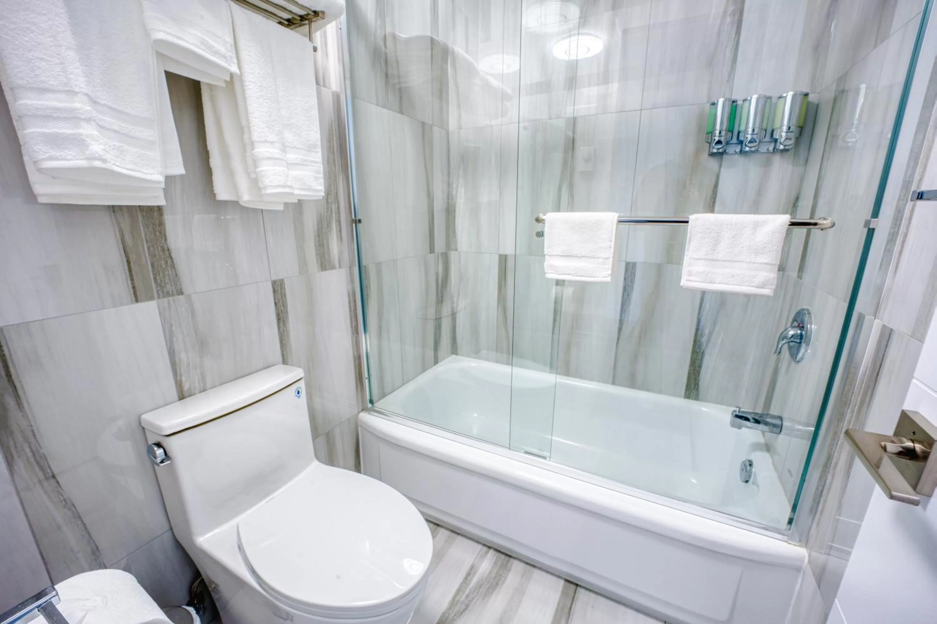 Toilet in Harrison Grand Motel