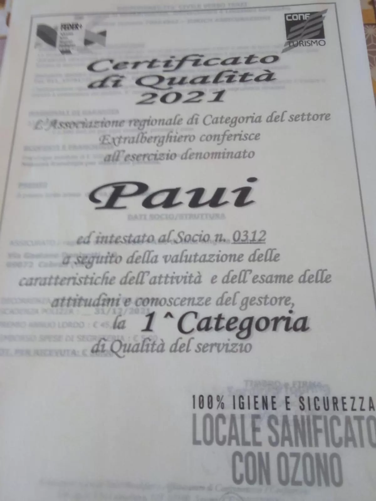 Logo/Certificate/Sign in Bed & Breakfast Paui