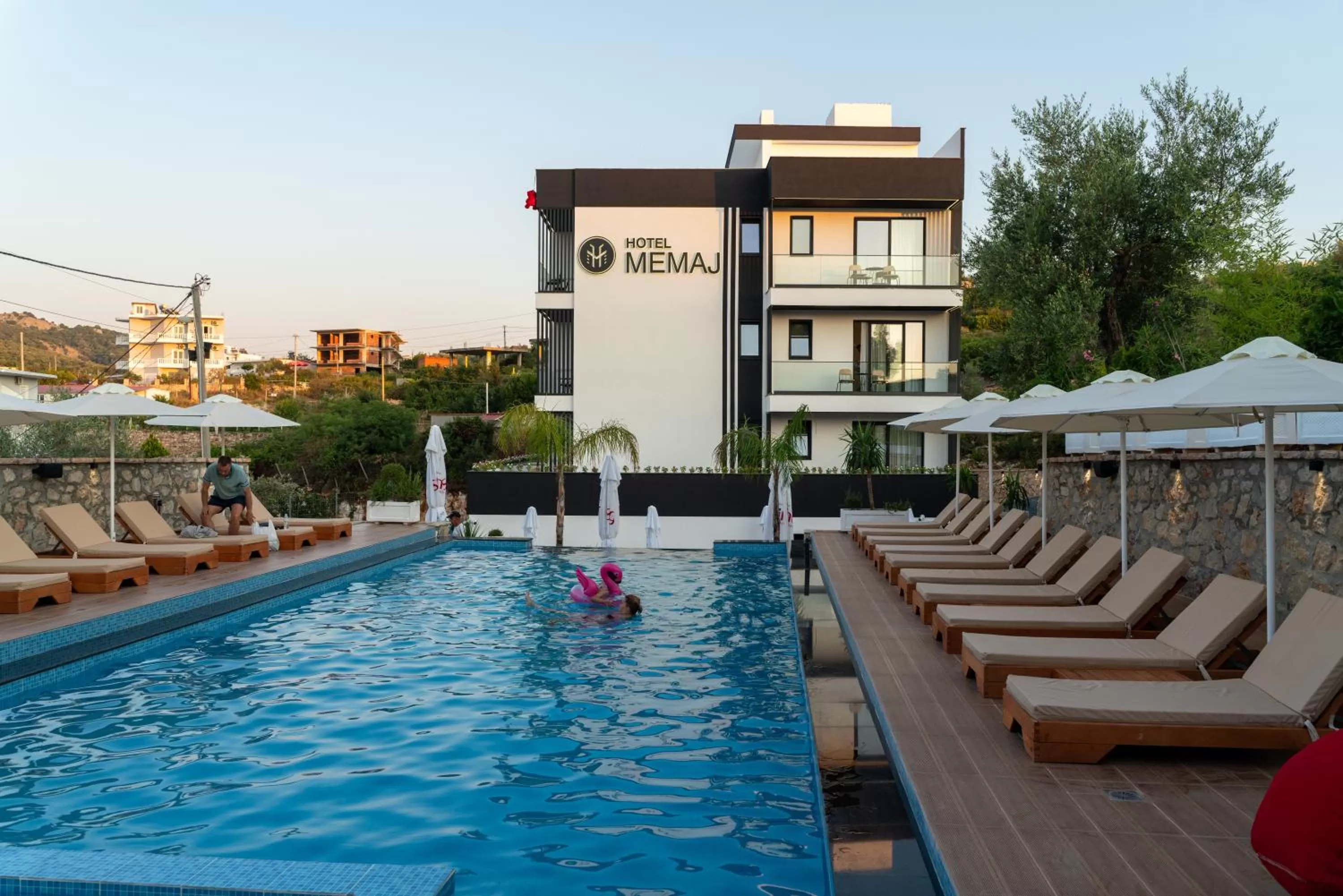 group of guests, Swimming Pool in Hotel Memaj